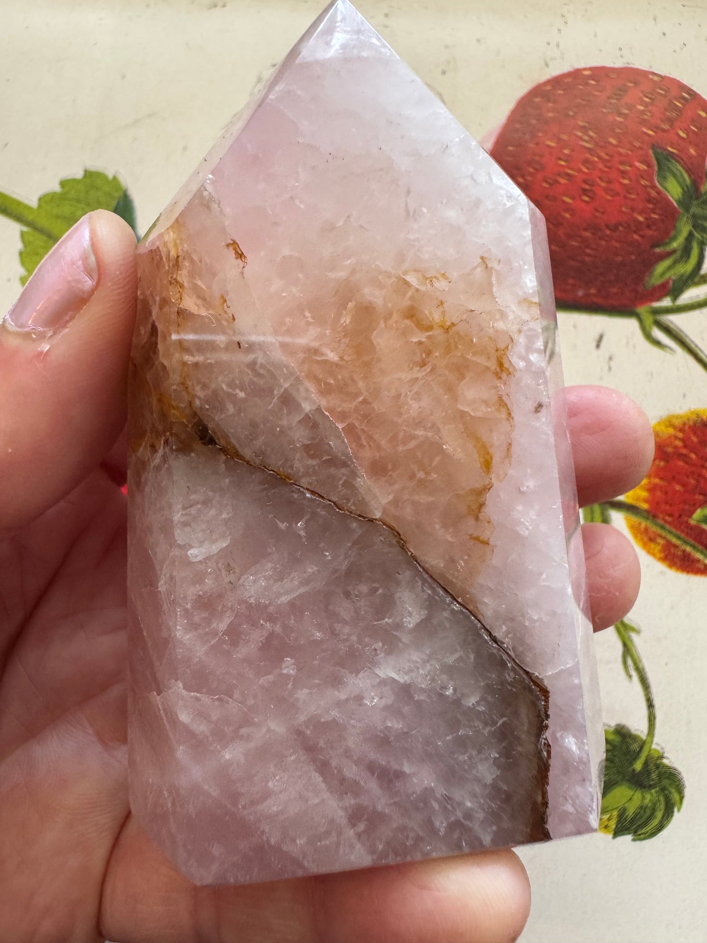 Rose Quartz with Golden Healer Tower 172 g - Brazilian Beauty! - Moon Room Shop and Wellness