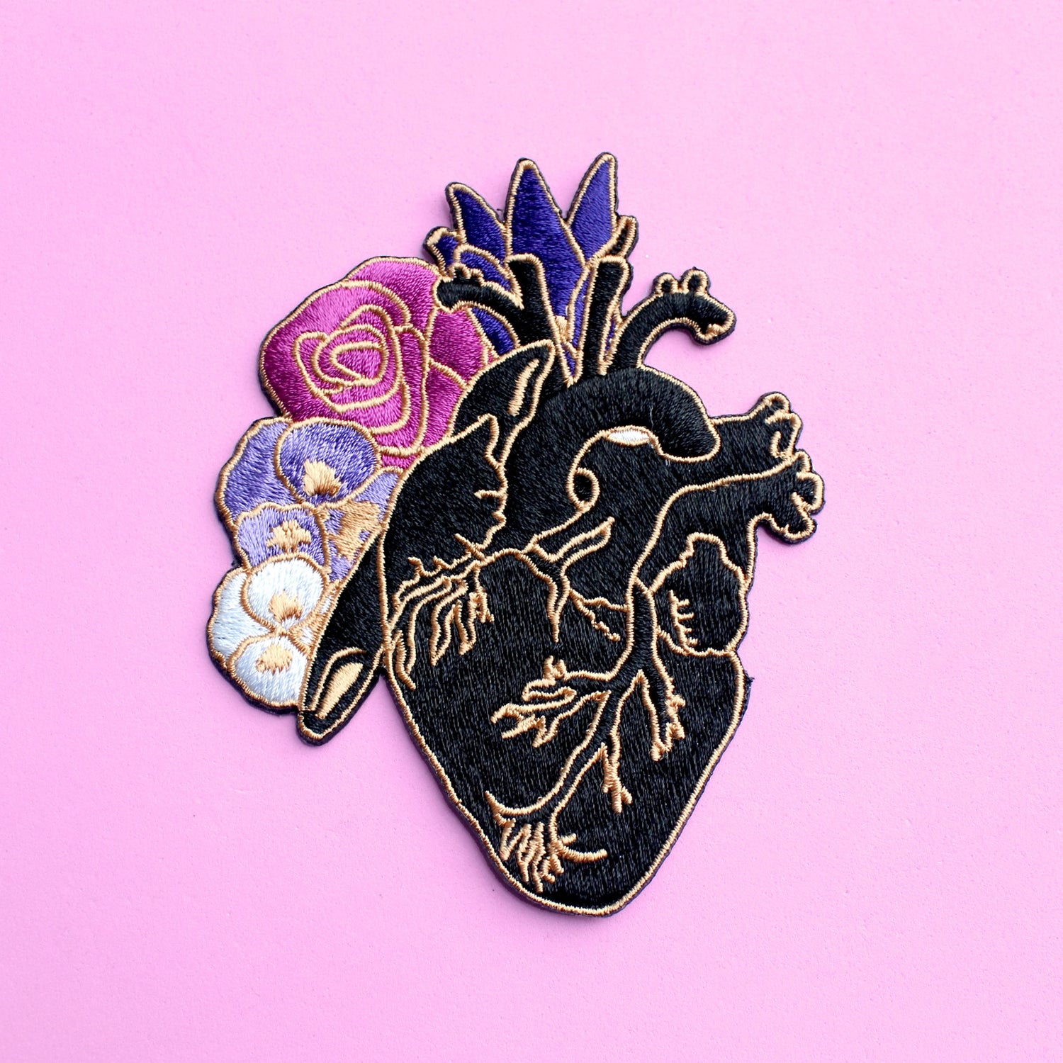 Anatomical Heart Embroidered Iron-On Patch - Moon Room Shop and Wellness