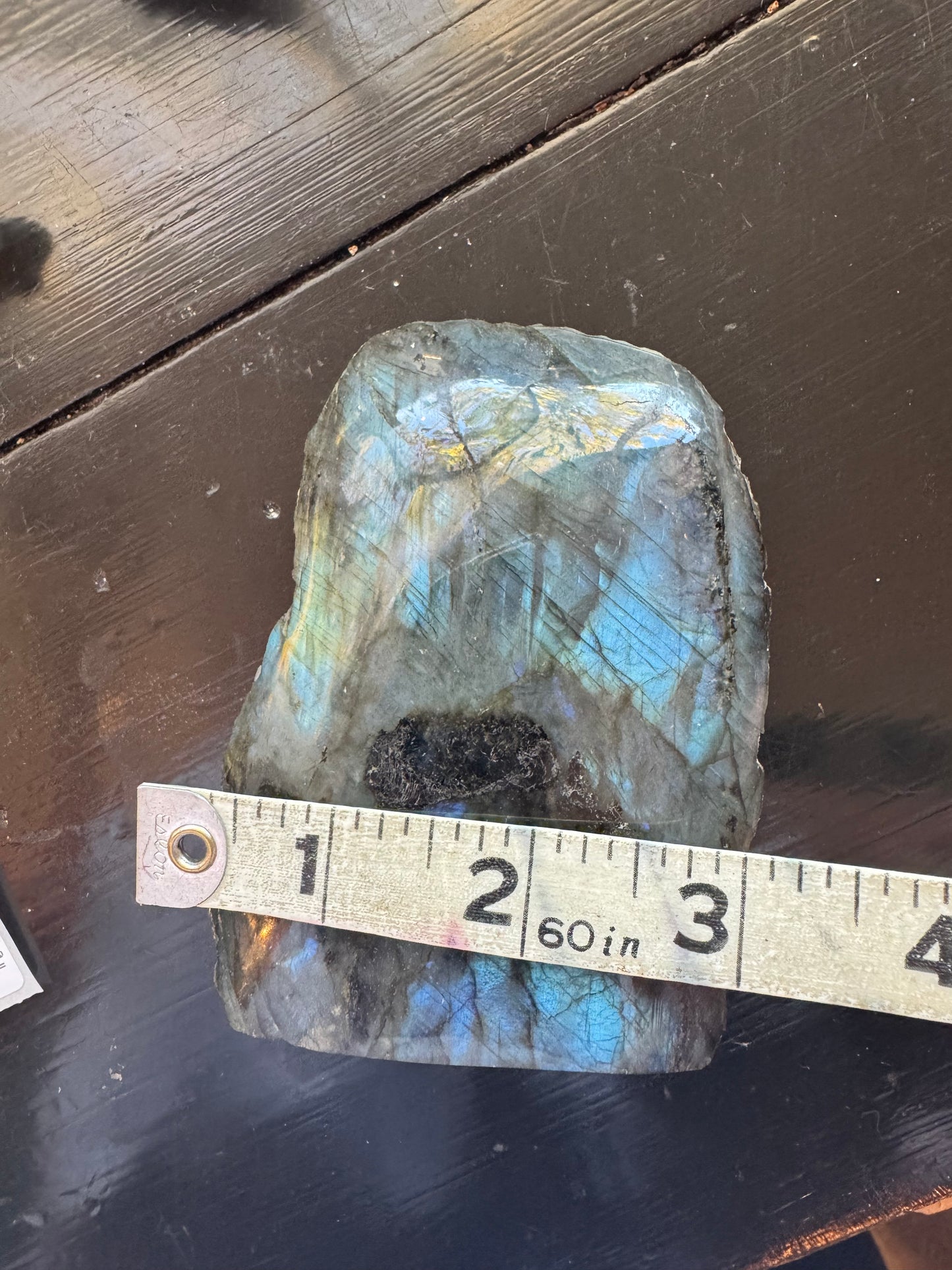 Labradorite Freeform w Natural Back 433 g - Madagascar - Moon Room Shop and Wellness