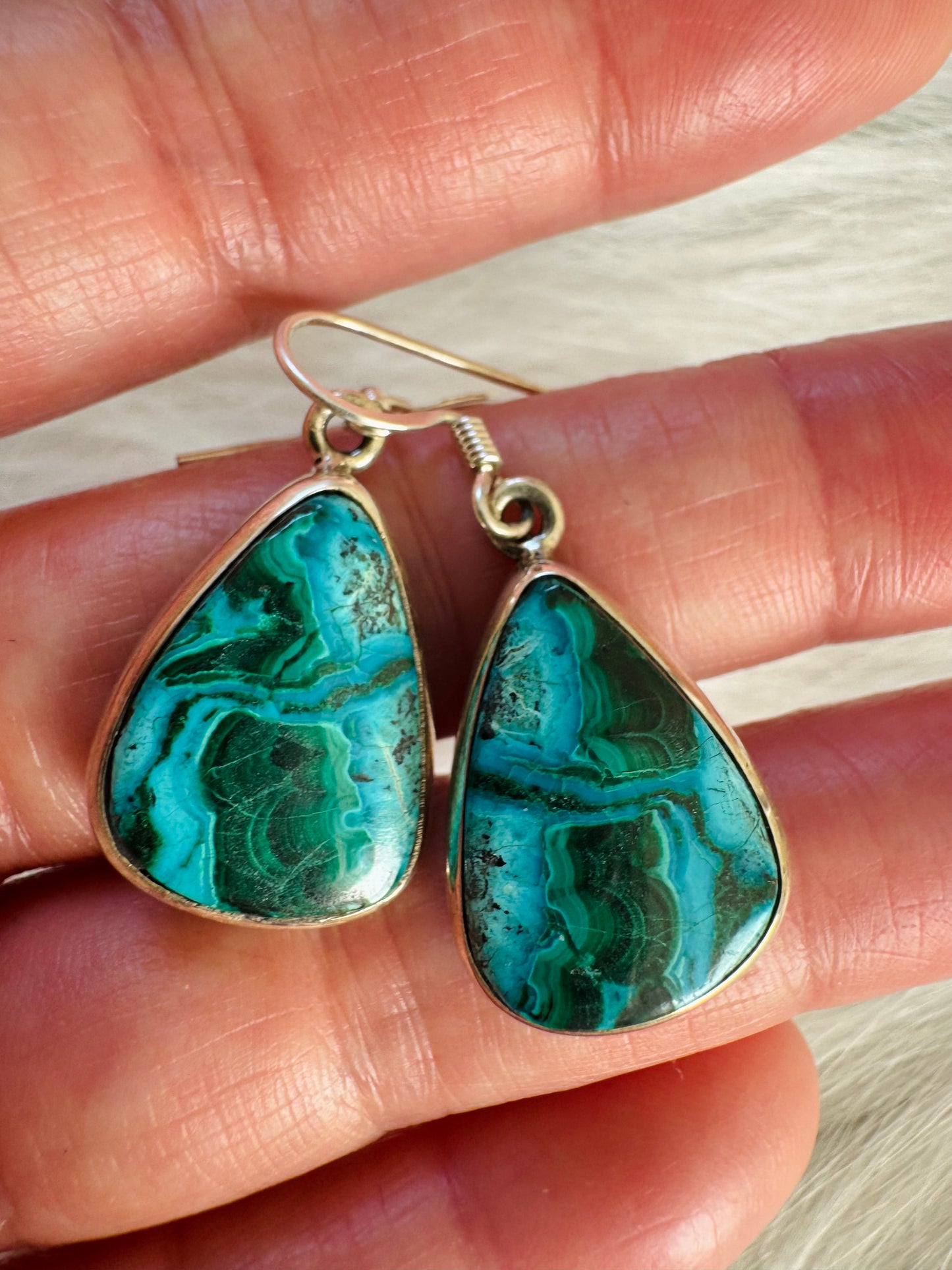 Malachite and Chrysocolla Sterling Silver Dangle Earring - Moon Room Shop and Wellness