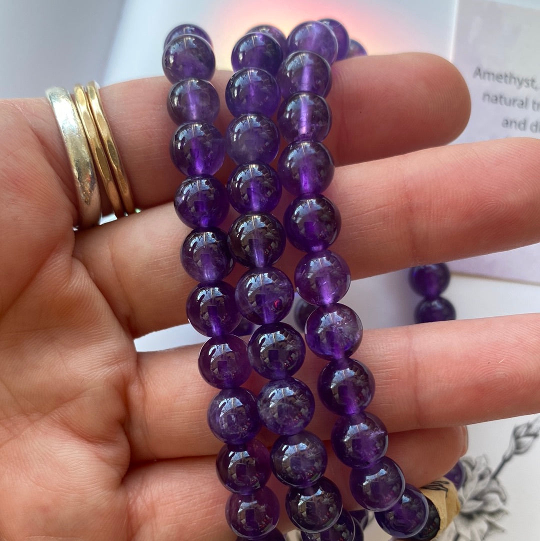Amethyst Stretch Bracelet 8mm - Moon Room Shop and Wellness