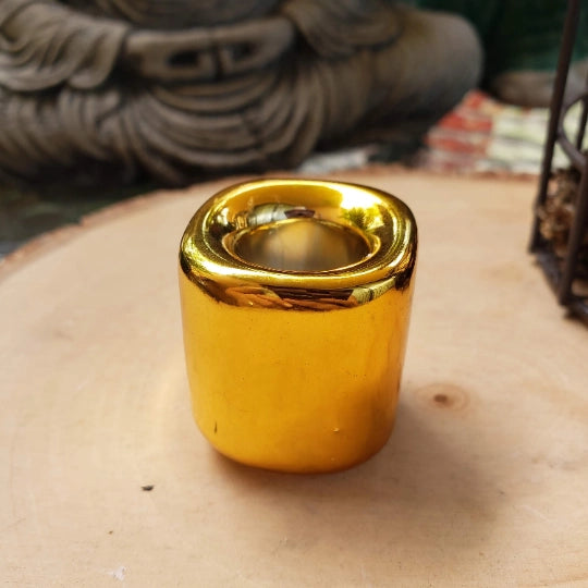 Ceramic Chime Candle Holder- Gold - Moon Room Shop and Wellness