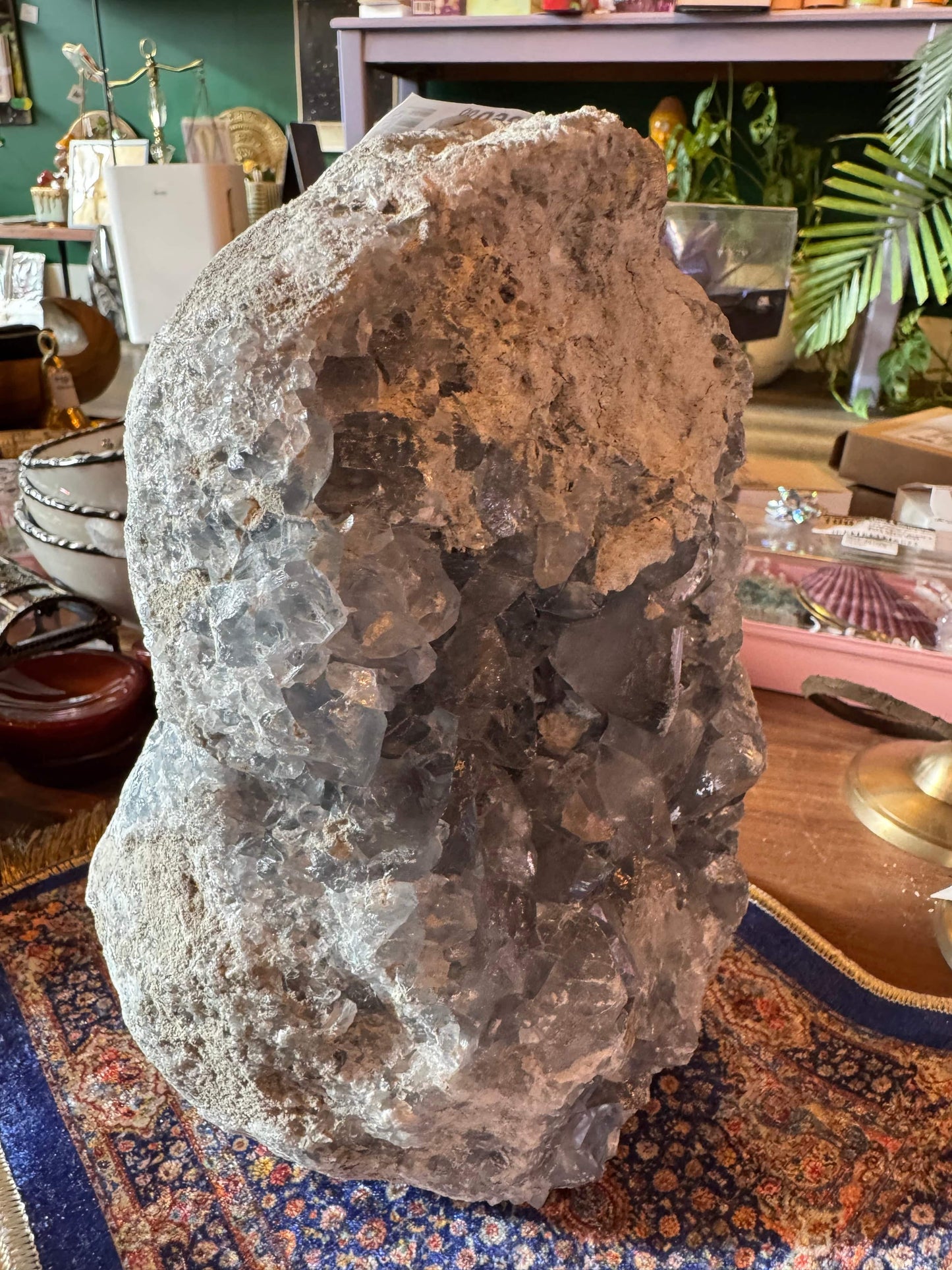 Large Celestite Standing Double Sided Cluster Geode 11 lb- Madagascar - Moon Room Shop and Wellness