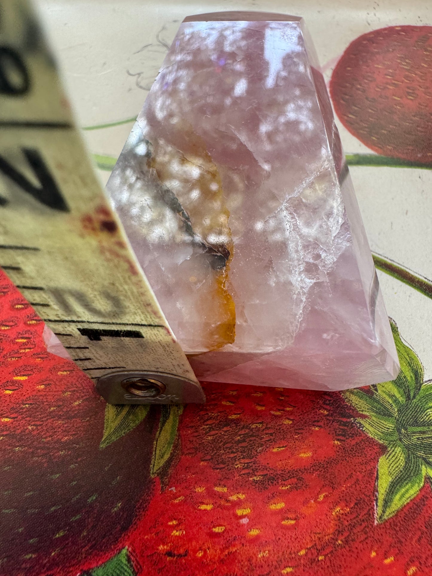 Rose Quartz w/ Golden Healer Tower 174 g - Moon Room Shop and Wellness