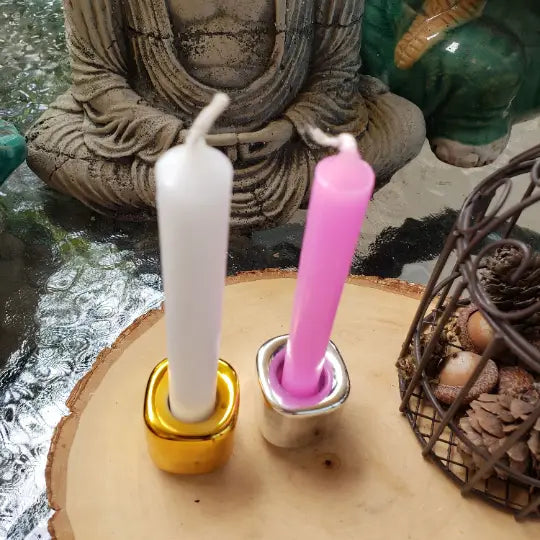 Ceramic Chime Candle Holder- Gold - Moon Room Shop and Wellness