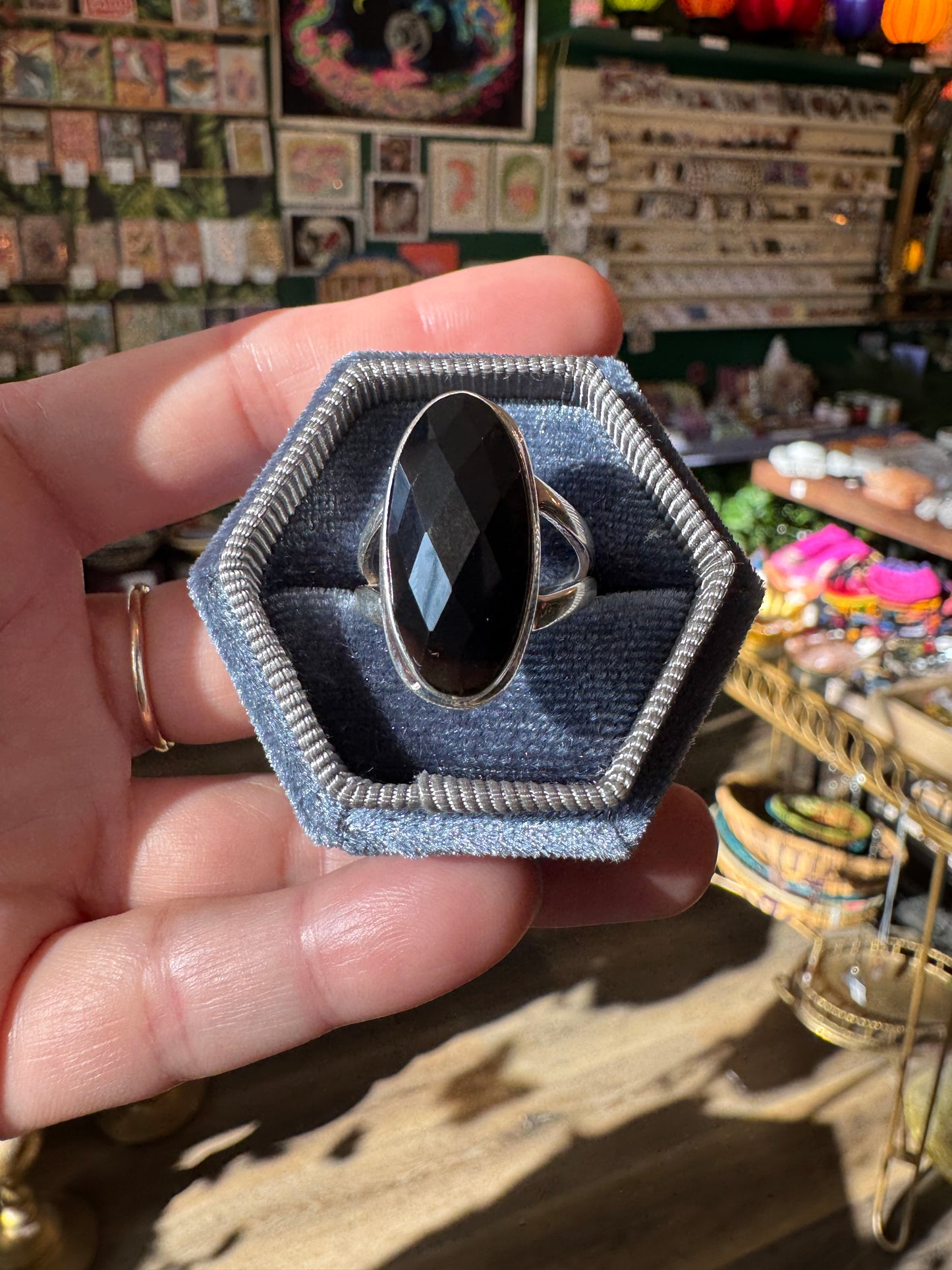 Black Obsidian Sterling Silver Ring Size 7 - Moon Room Shop and Wellness