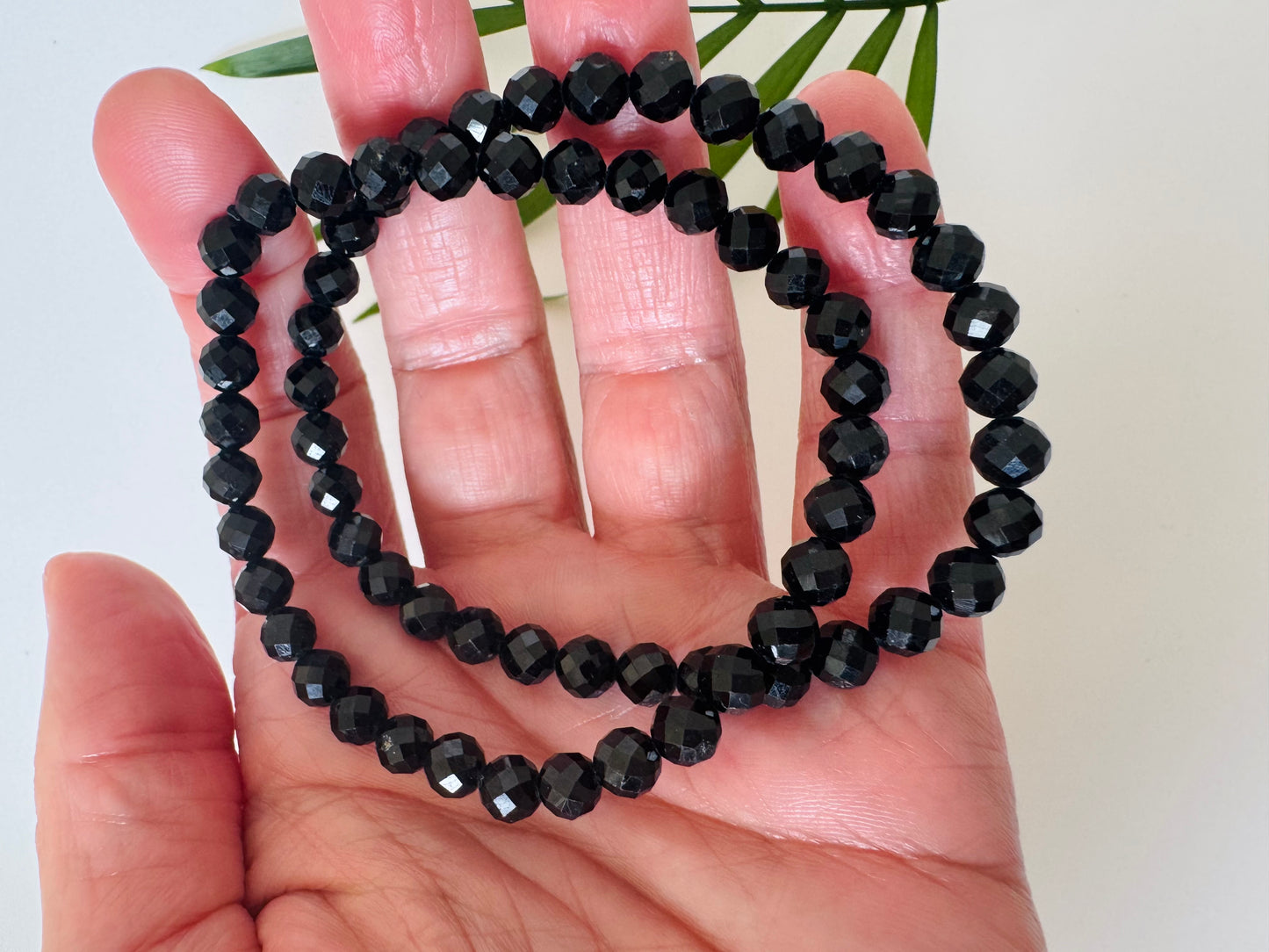 Black Tourmaline Faceted Stretch Bracelet 6mm - Moon Room Shop and Wellness