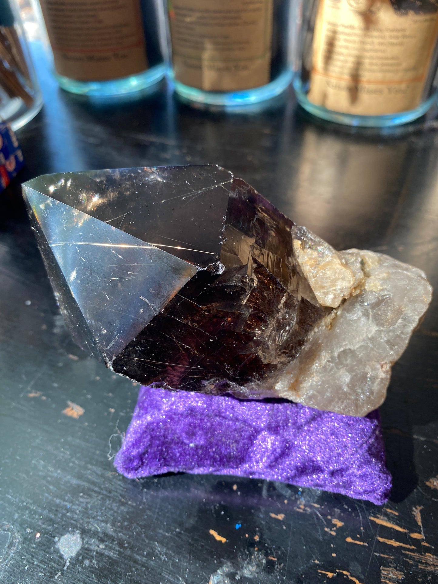 Smoky Quartz Rutilated Point 1.5 lb Brazil Spectacular Beauty - Moon Room Shop and Wellness