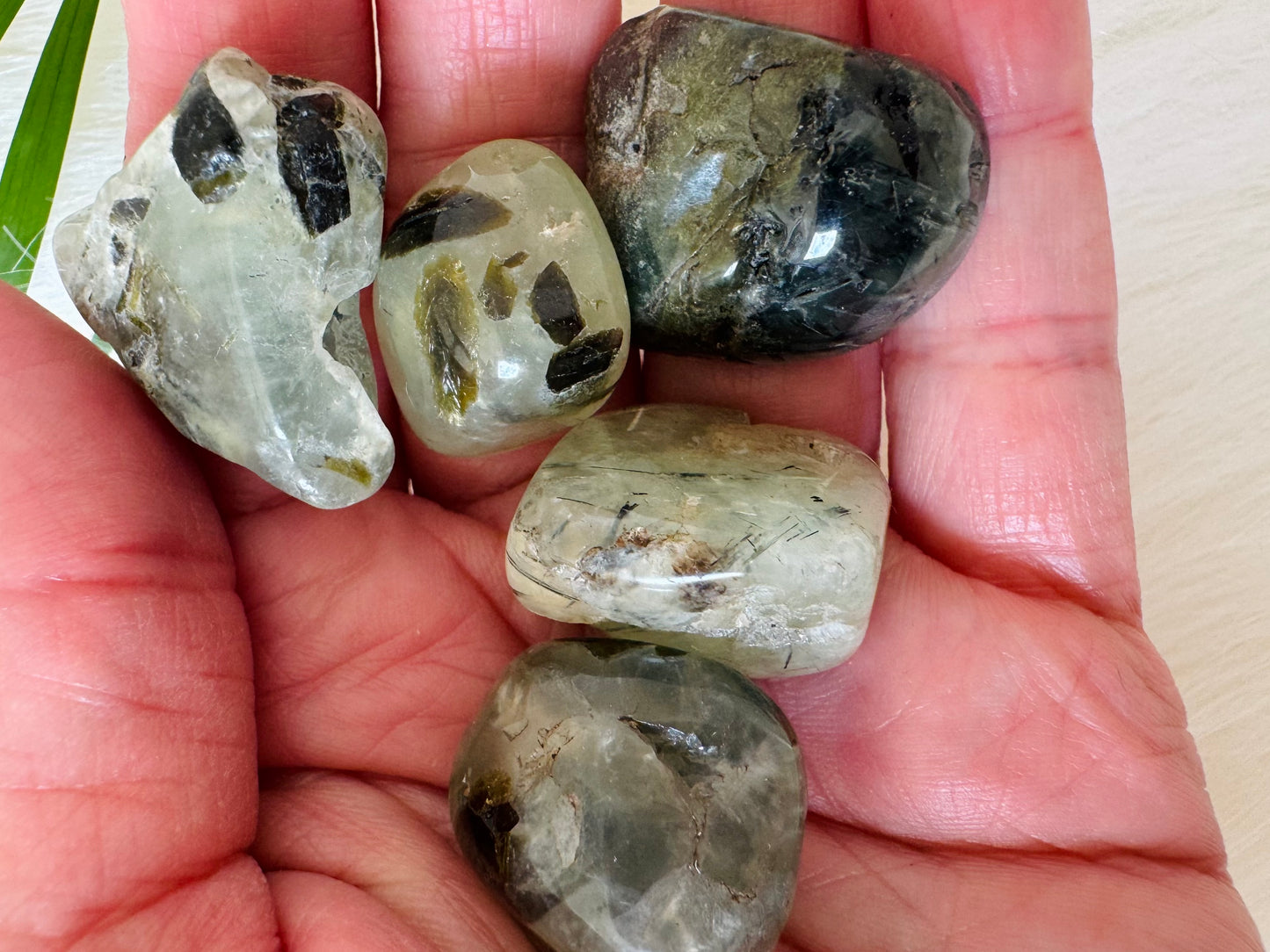 Prehnite with Rutile Tumbled - Moon Room Shop and Wellness
