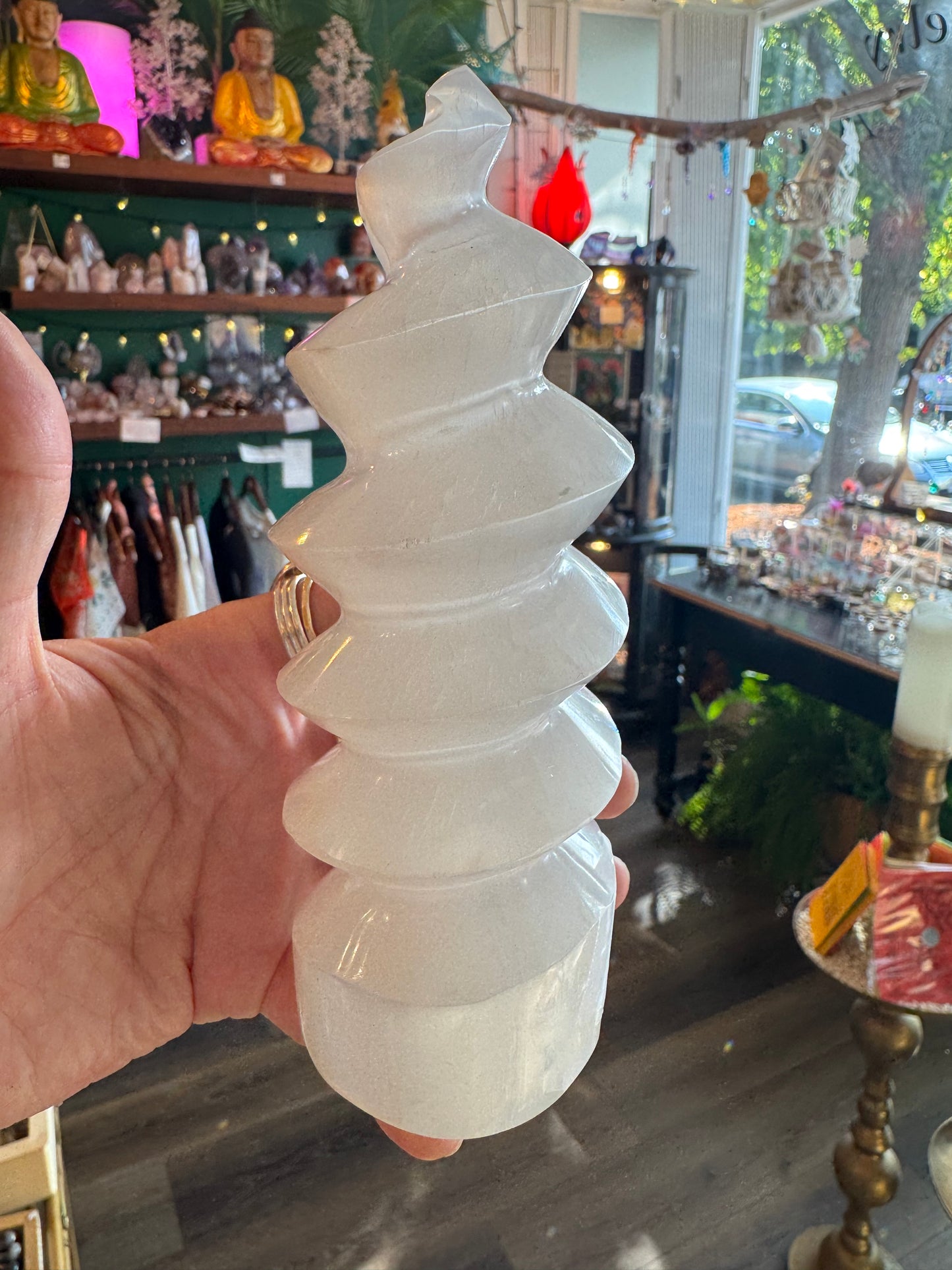 Selenite Standing Spiral