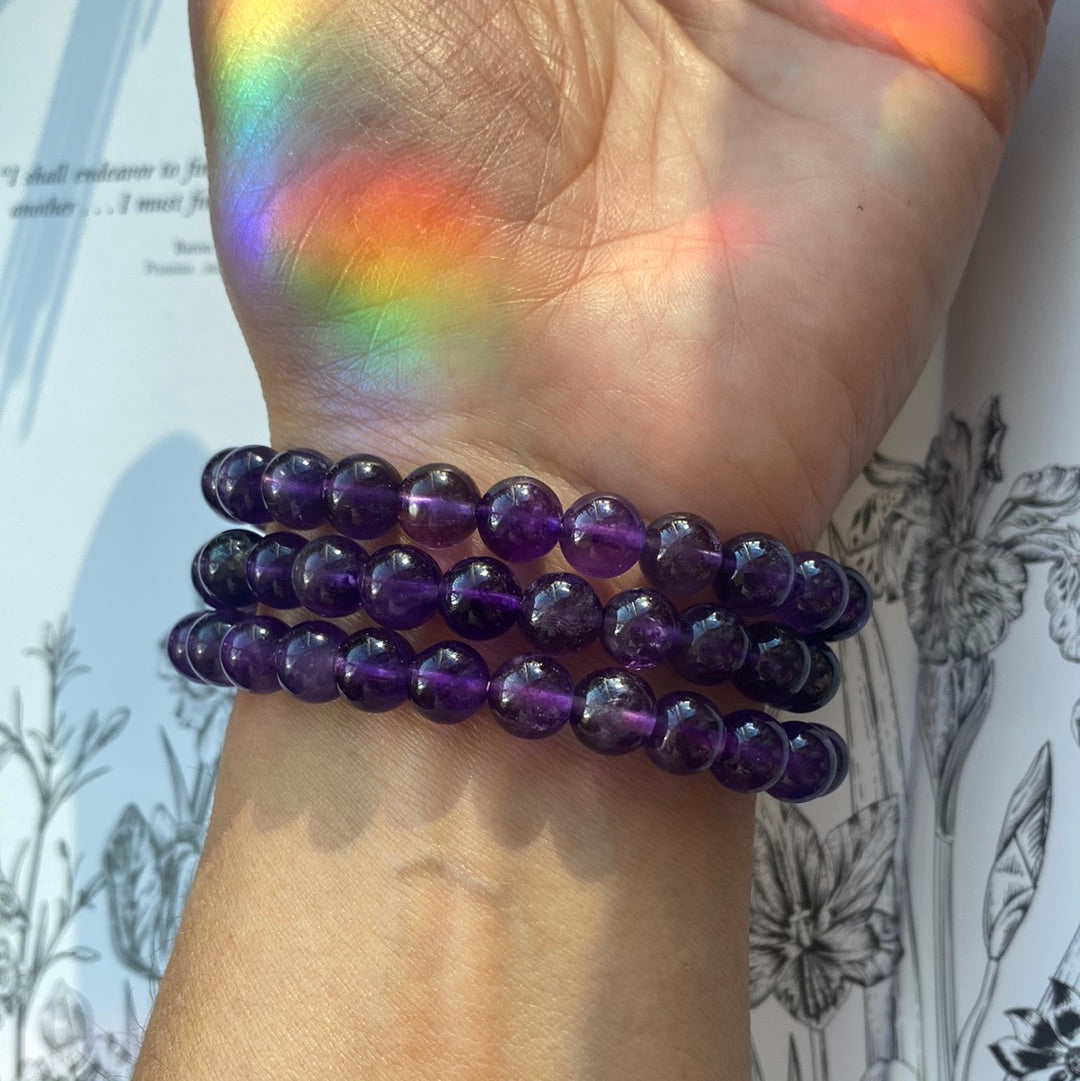 Amethyst Stretch Bracelet 8mm - Moon Room Shop and Wellness