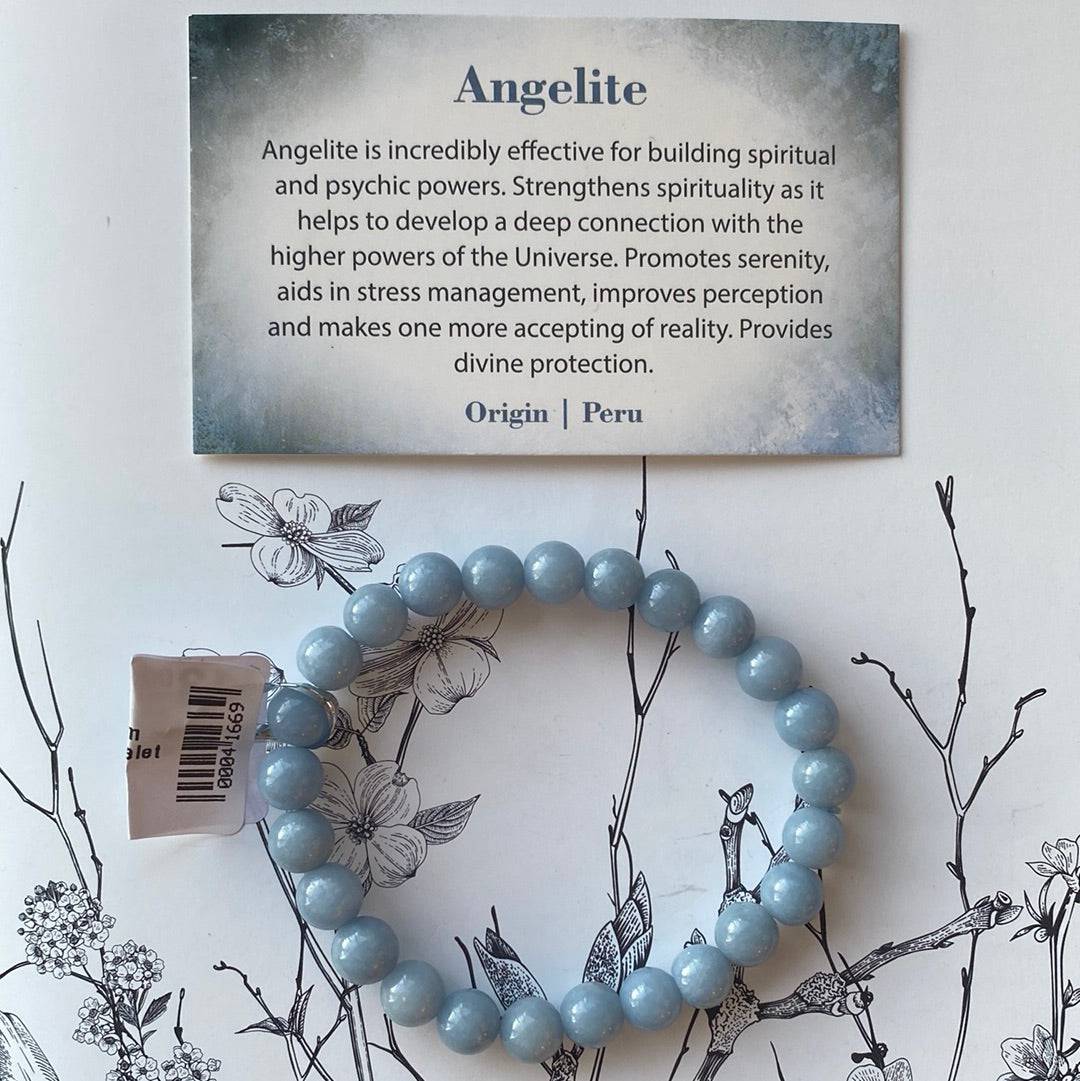 Angelite Stretch Bracelet 8 mm - Moon Room Shop and Wellness