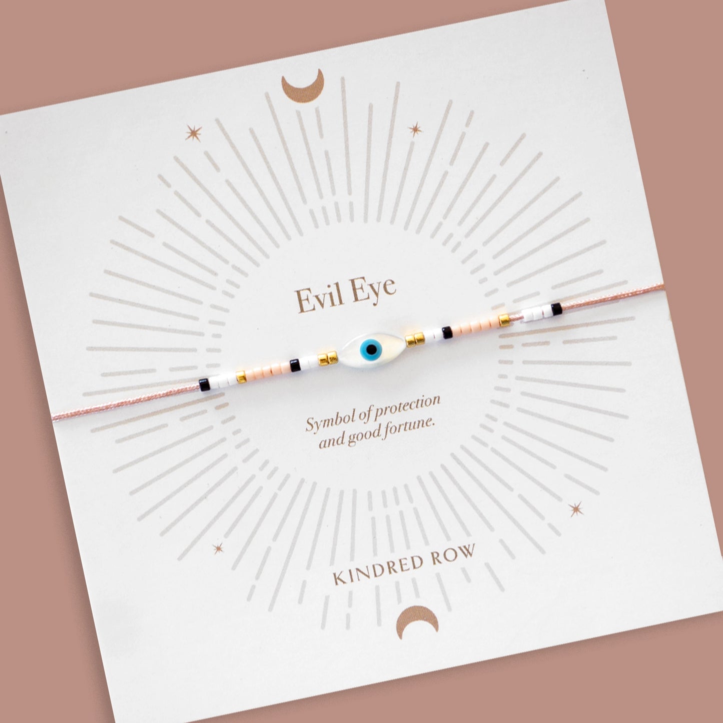 Evil Eye Cord Bracelet, Dusty Rose - Moon Room Shop and Wellness