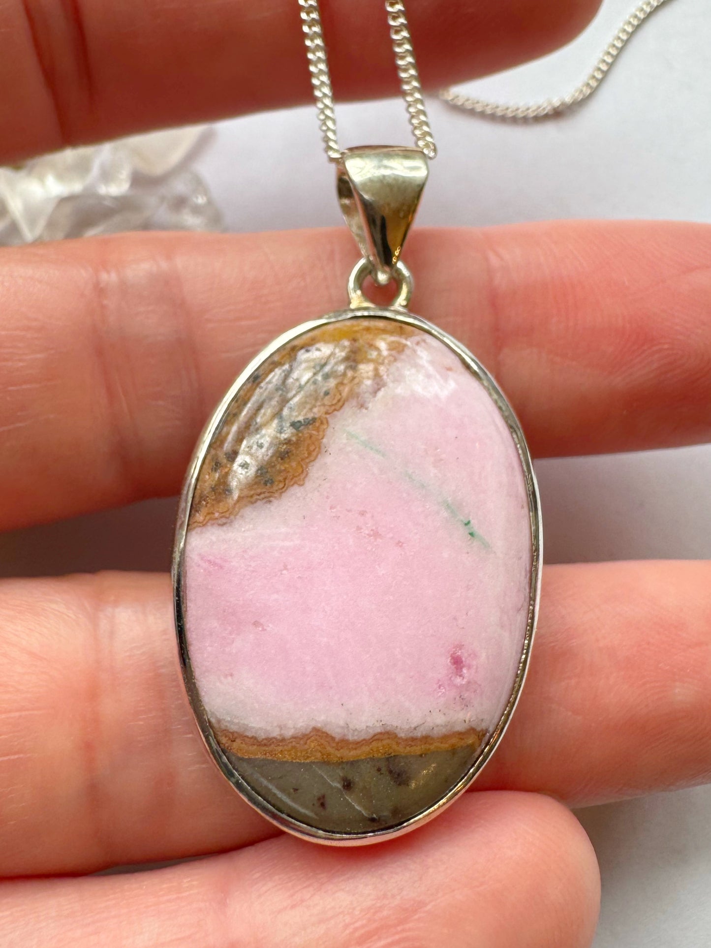 Cobaltoan Calcite Pendant on Sterling Silver Adjustable Chain - Moon Room Shop and Wellness