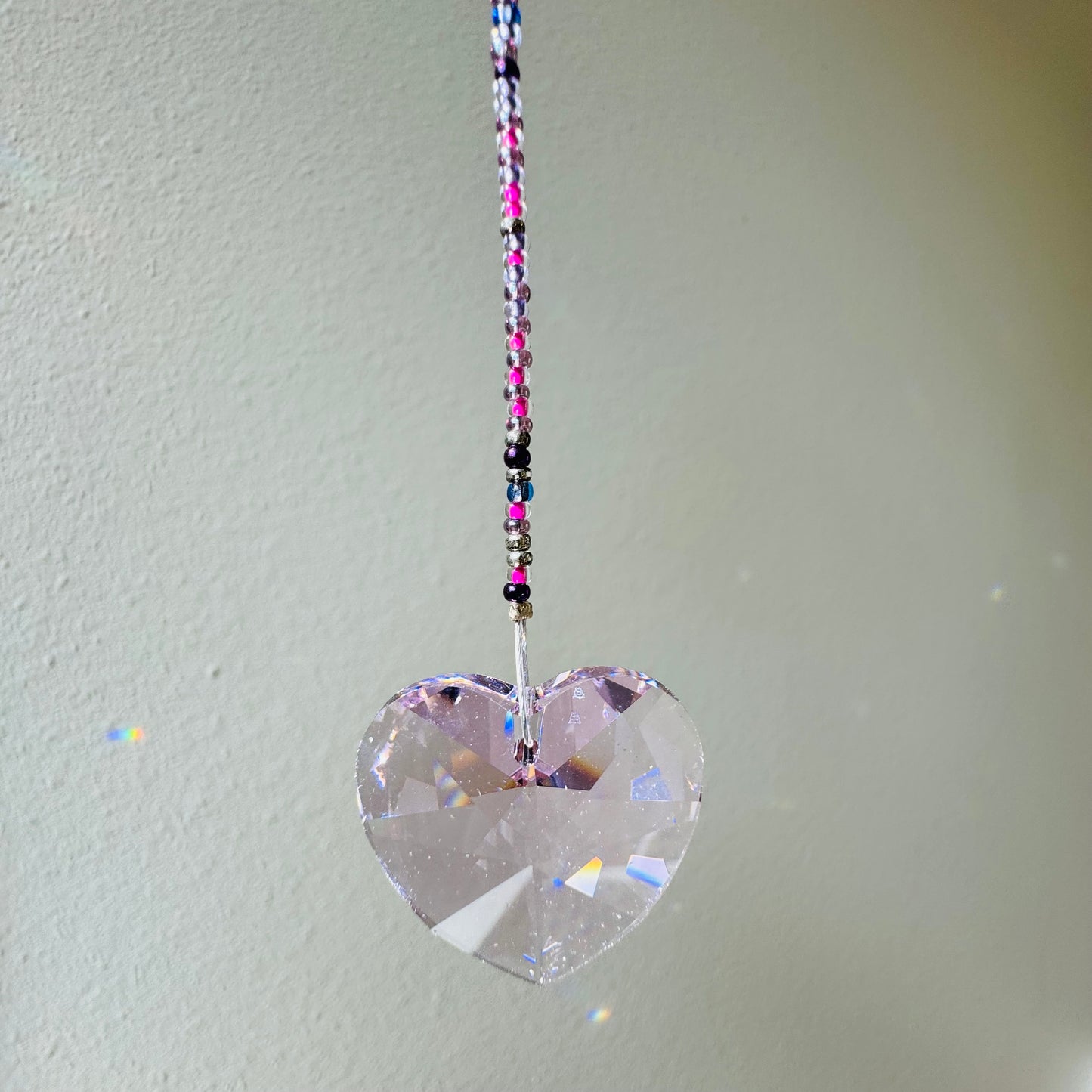 Magical Laurainbo "Heart" Crystal / Prism w/ Crystal Beads 28mm - Moon Room Shop and Wellness