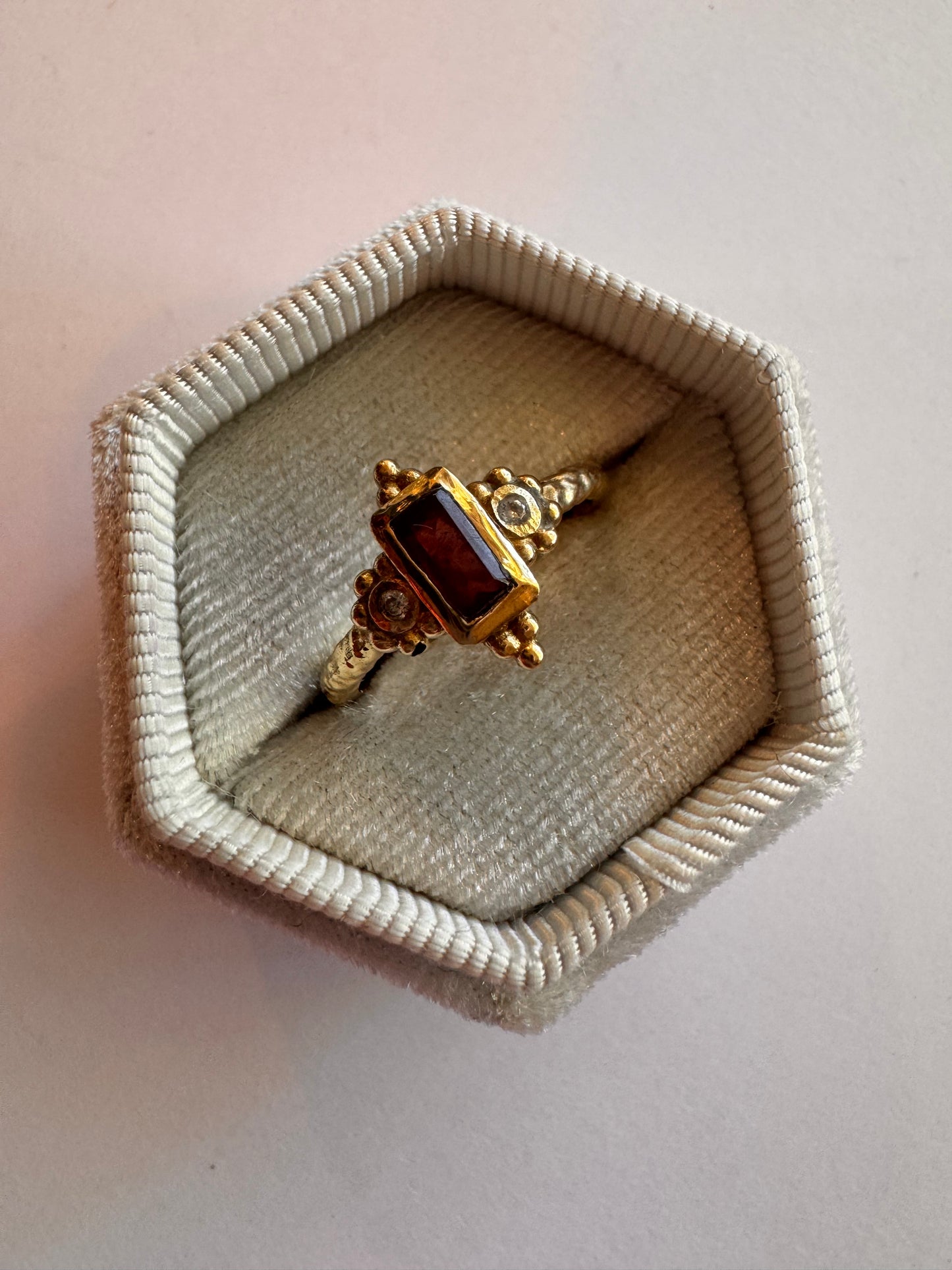 Garnet Royal Brass Ring Size 7,8,9