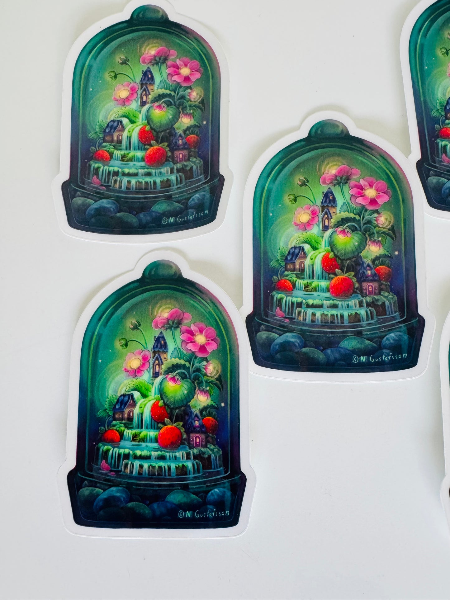 Strawberry Terrarium - Clear Vinyl Sticker by Nimasprout - Moon Room Shop and Wellness