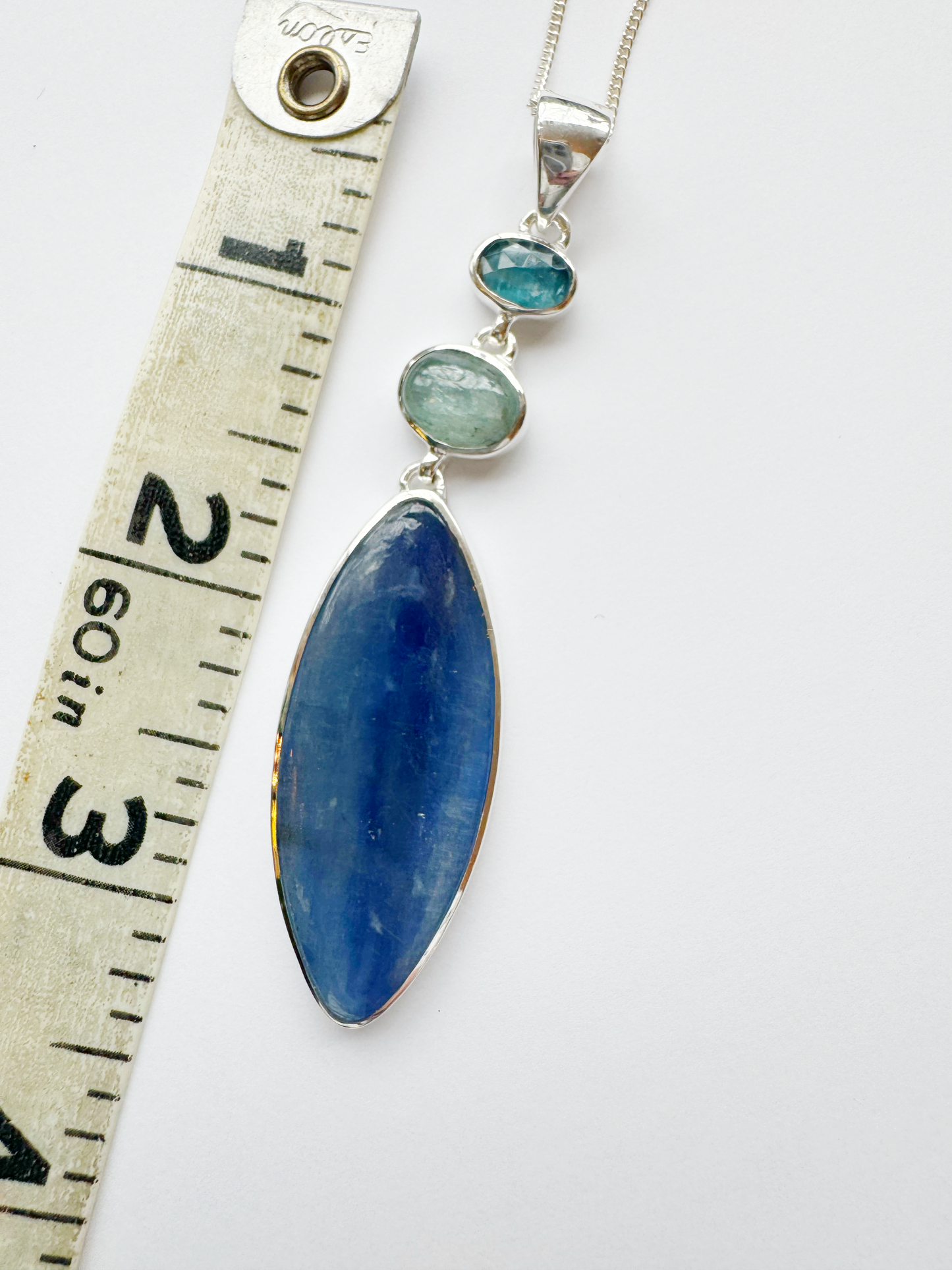 Blue Kyanite Sterling Silver Pendant w Chain - Moon Room Shop and Wellness