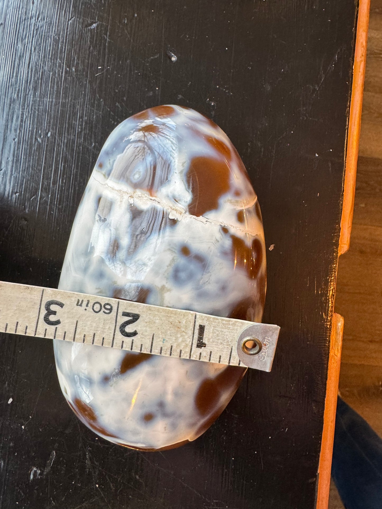 Carnelian Orca Agate Palm Stone 1.6 lb - Madagascar - Moon Room Shop and Wellness