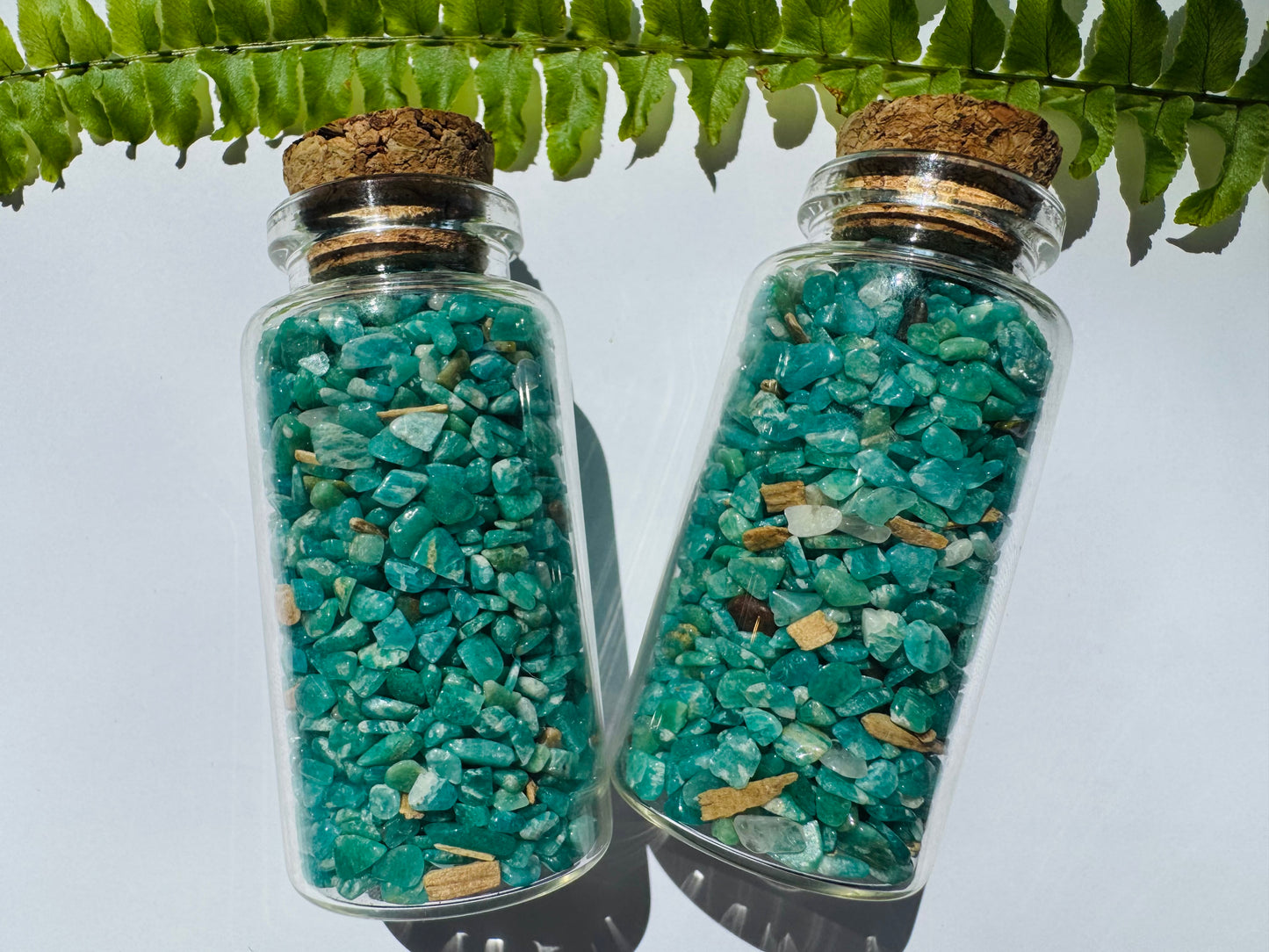 Amazonite Gem Chip 25 ml Glass Jar - Moon Room Shop and Wellness