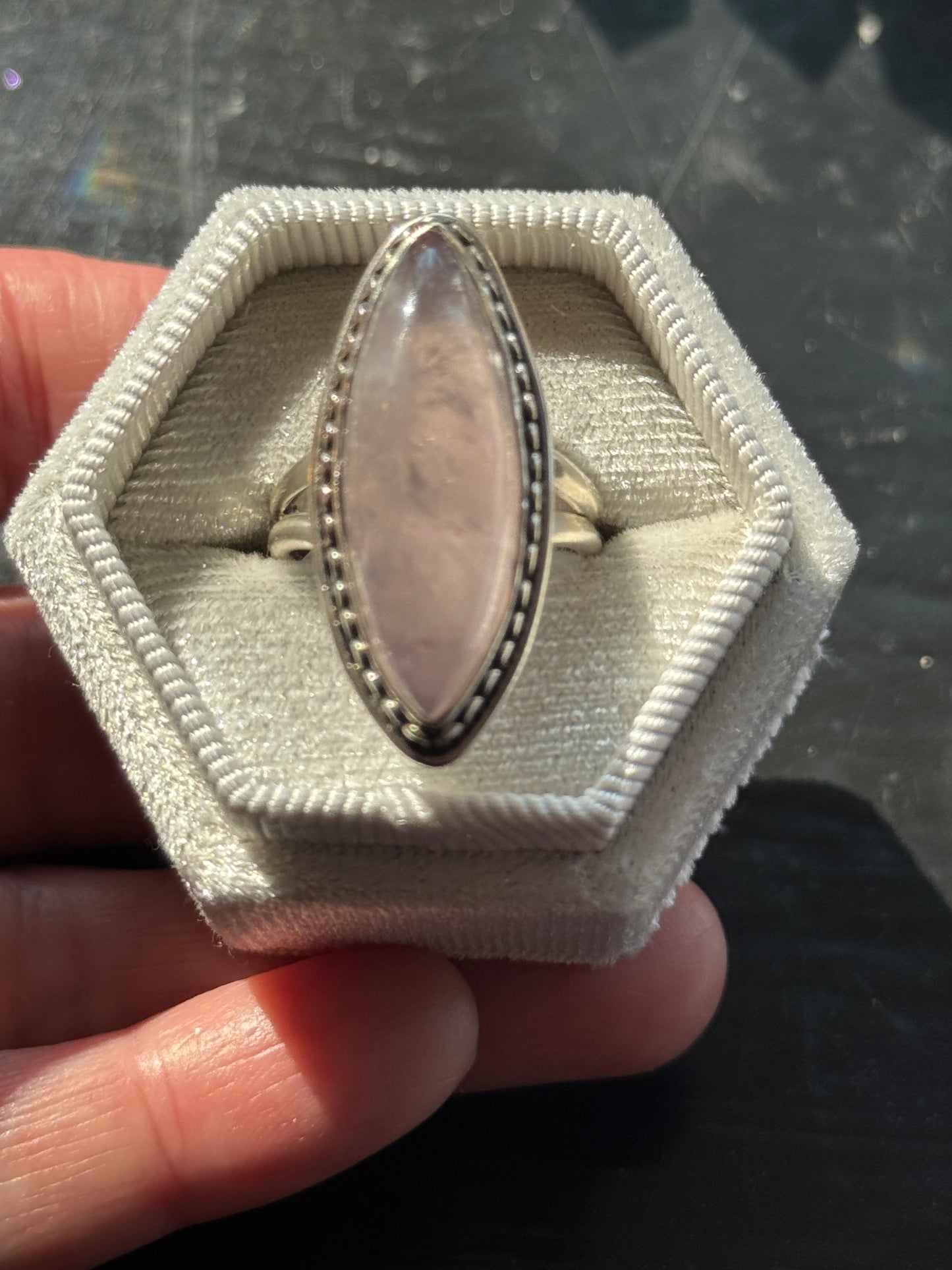 Rose Quartz Sterling Silver Ring Size 7