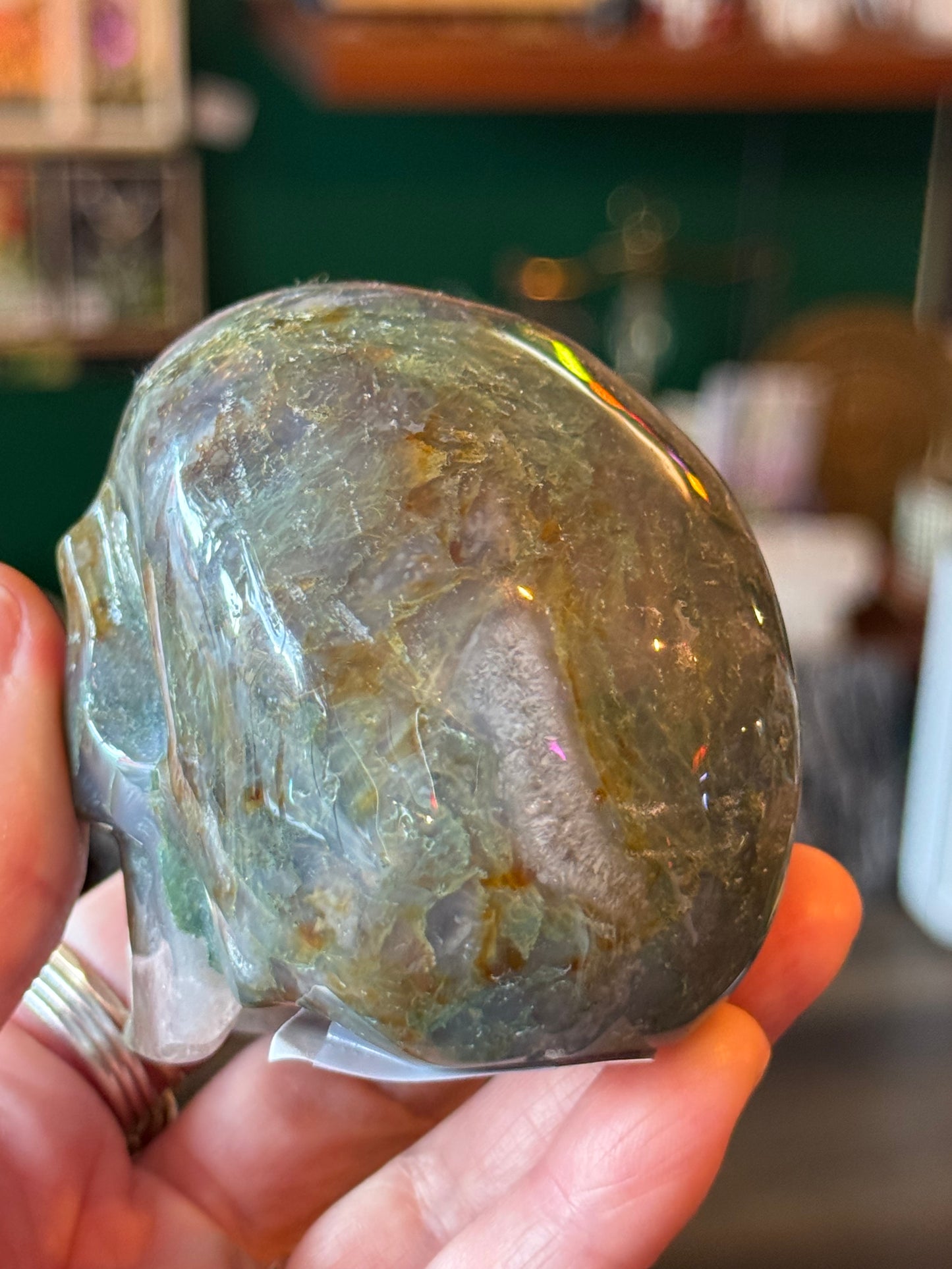 Moss Agate Skull- 358 g - China - Moon Room Shop and Wellness
