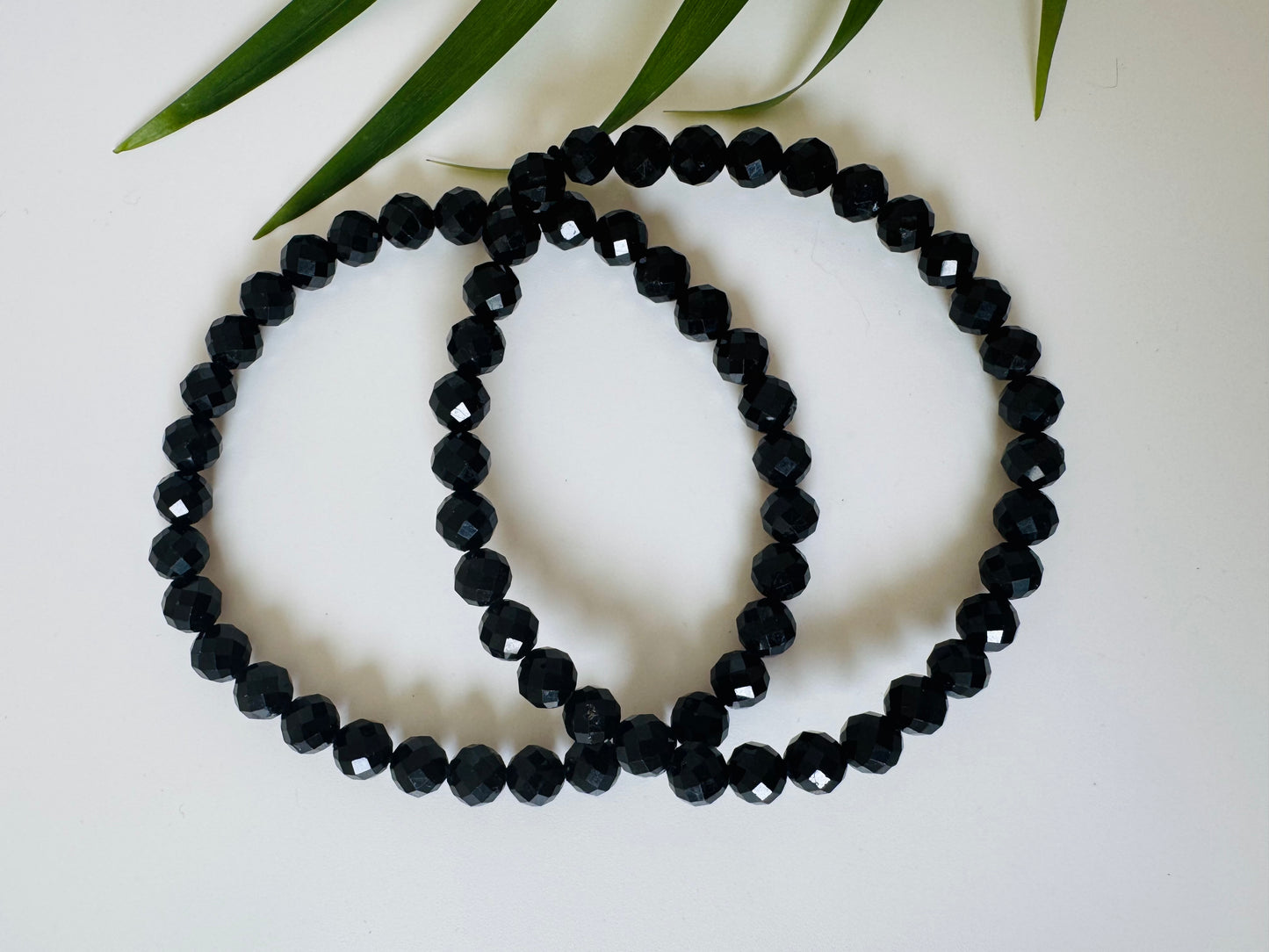 Black Tourmaline Faceted Stretch Bracelet 6mm - Moon Room Shop and Wellness