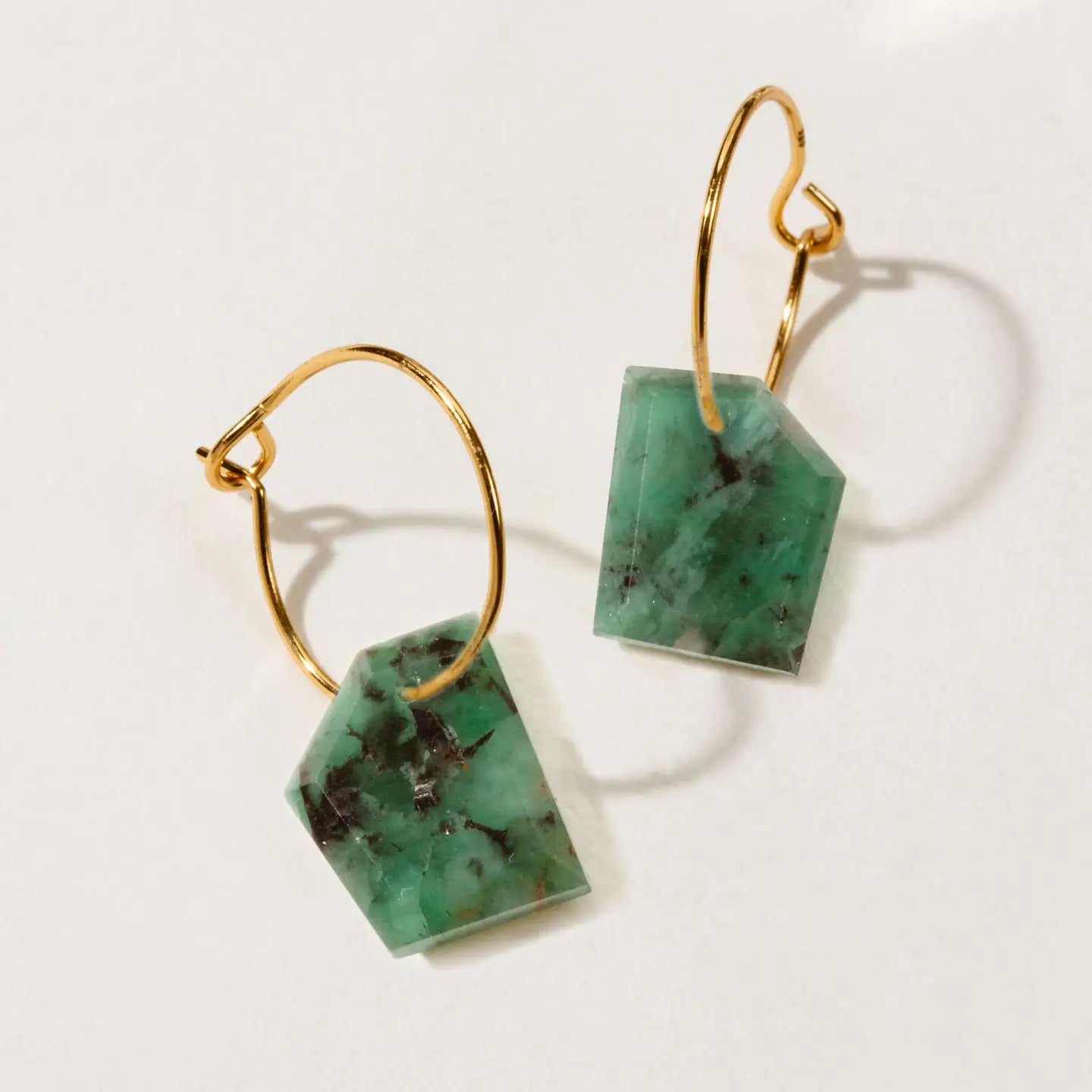 Emerald- 14Kt Sterling Silver Geometry Mini Hoop Earrings - Moon Room Shop and Wellness