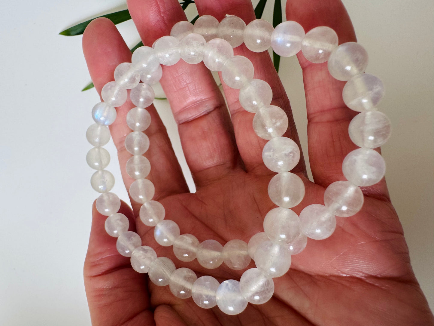 Moonstone Blue Flash Stretch Bracelet 8 mm - Moon Room Shop and Wellness