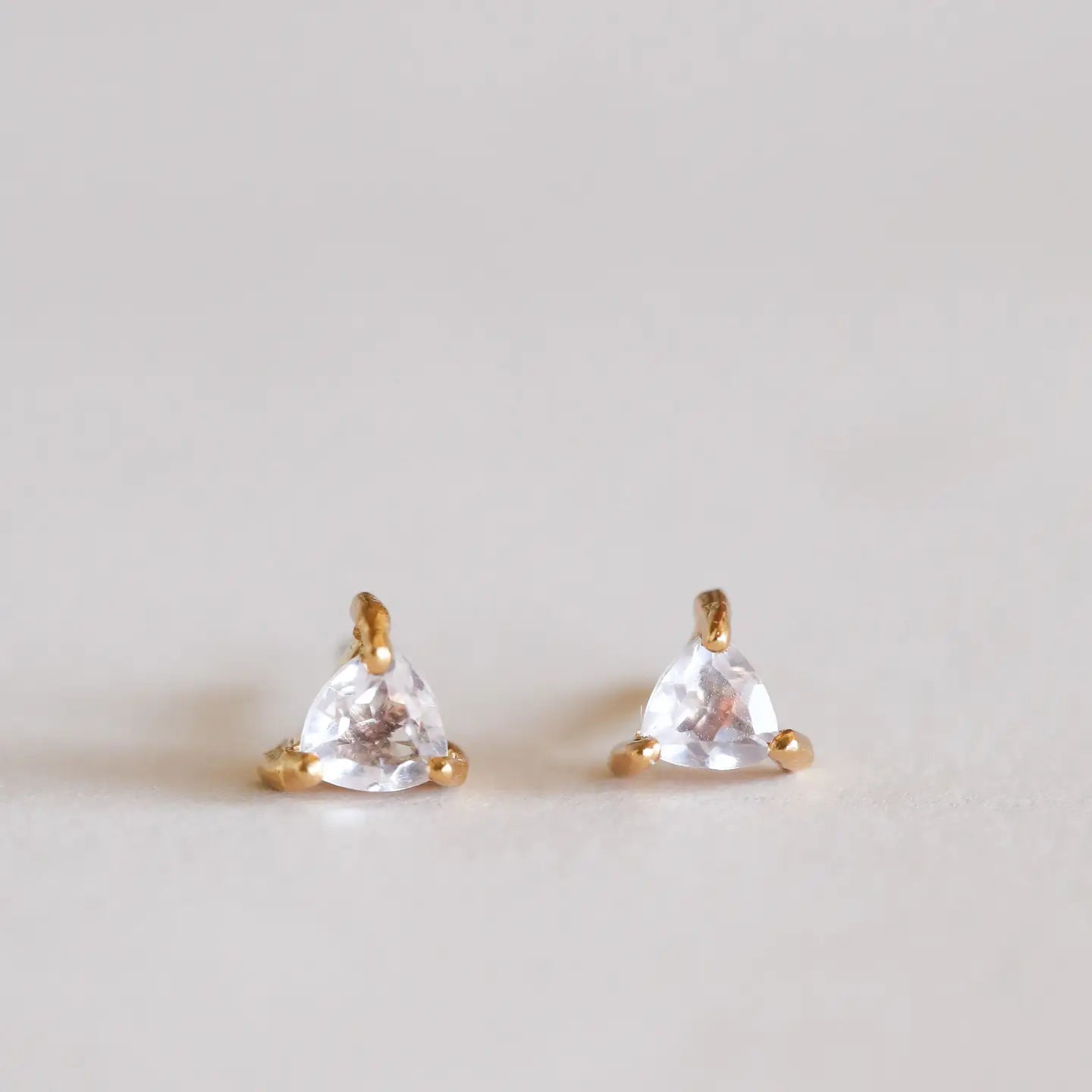 Rose Quartz Mini Energy Gem Sterling Silver 18kt Gold Plated Earrings - Moon Room Shop and Wellness