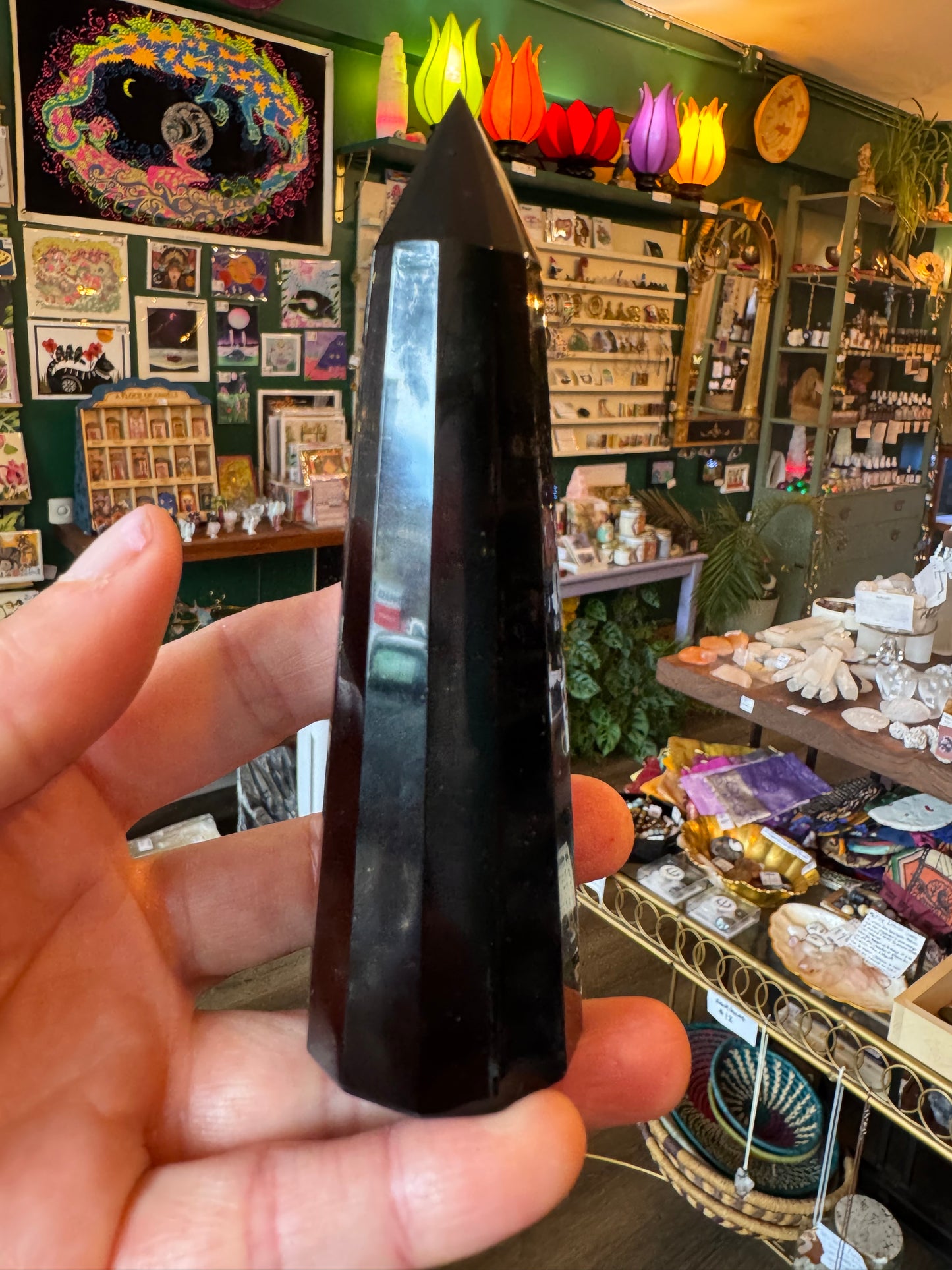 Black Obsidian Faceted Tower 145 g - Moon Room Shop and Wellness