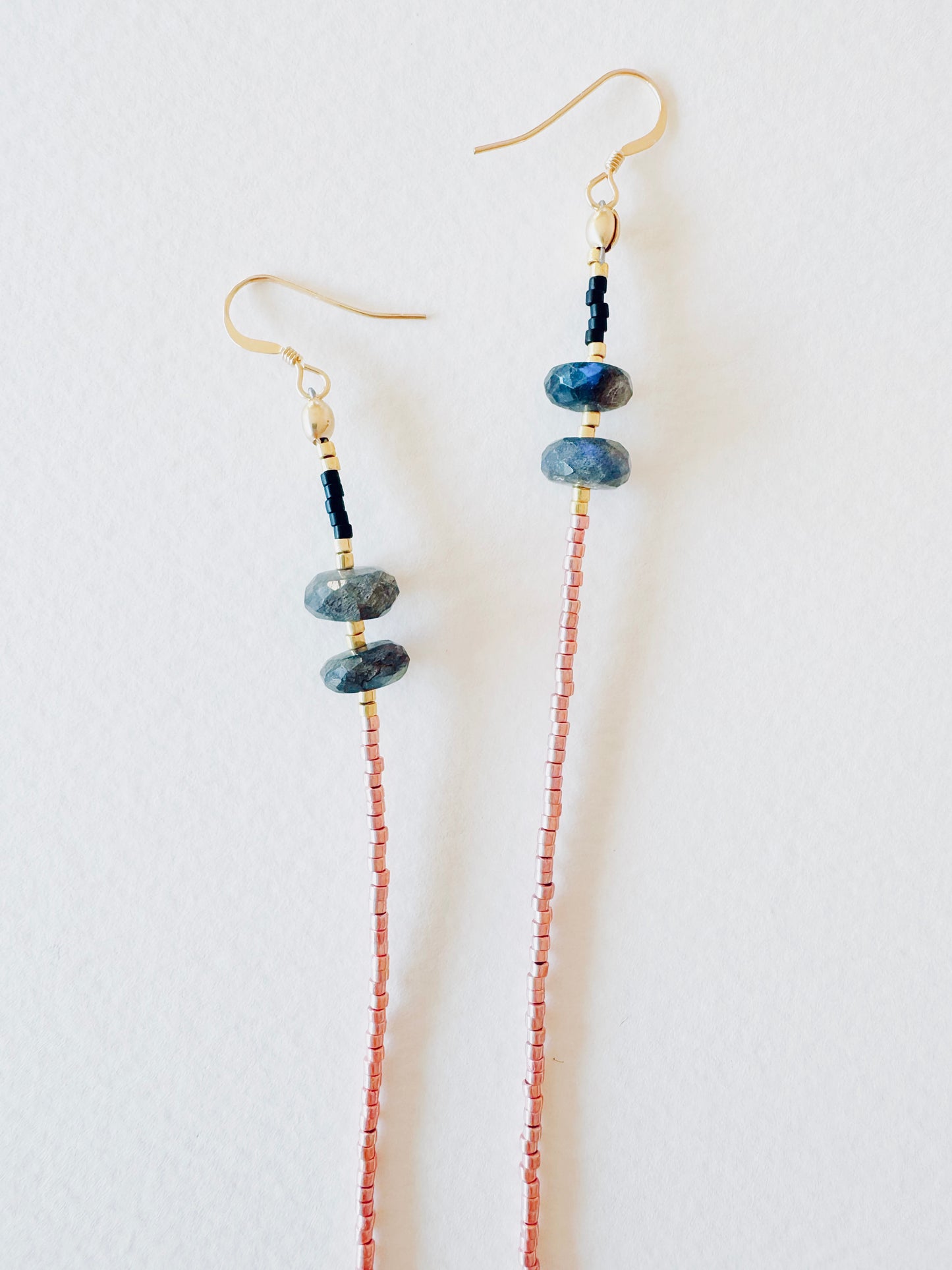 Iolite + Labradorite Free Flow Long Earrings - Moon Room Shop and Wellness