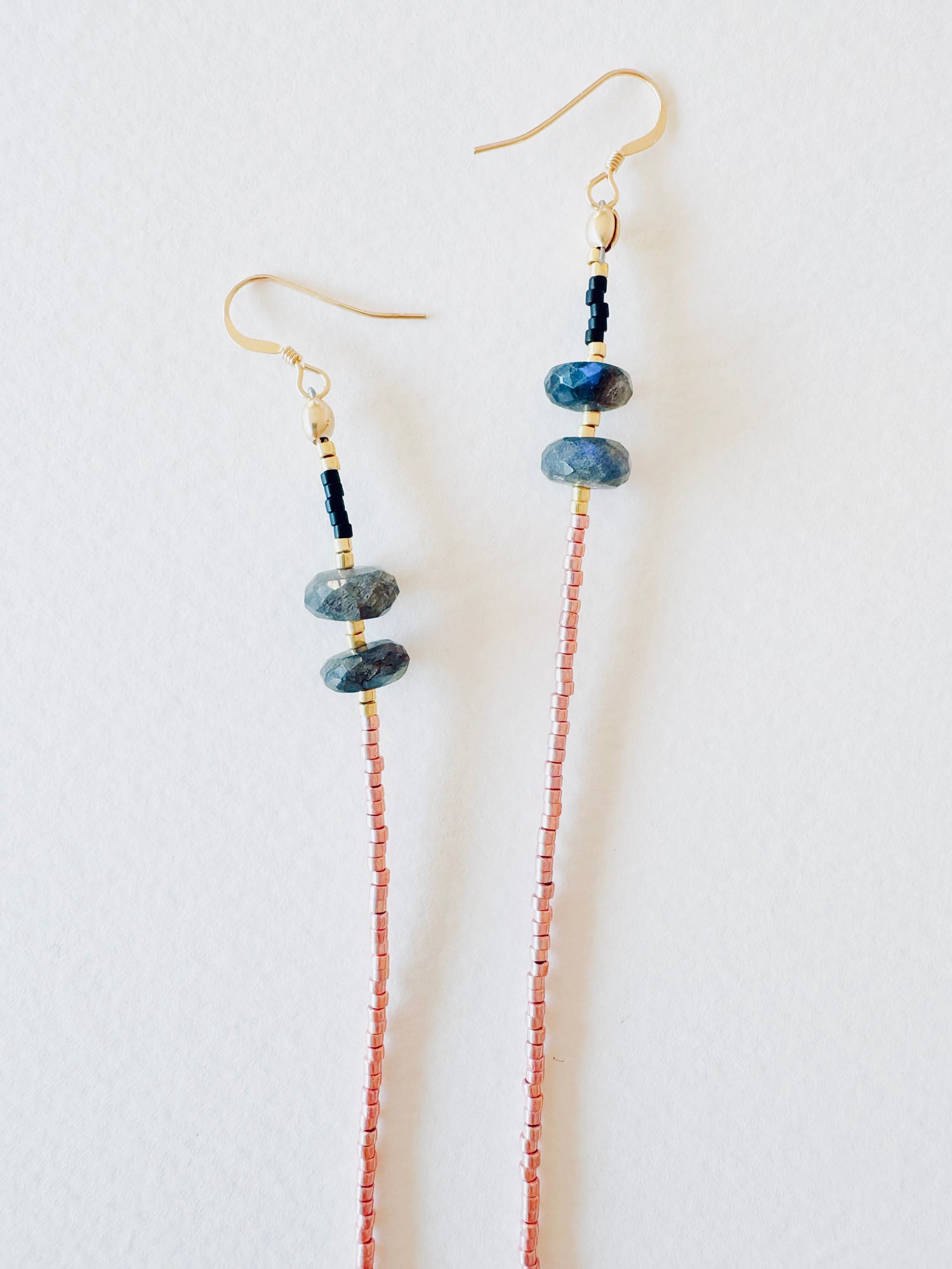 Iolite + Labradorite Free Flow Long Earrings - Moon Room Shop and Wellness