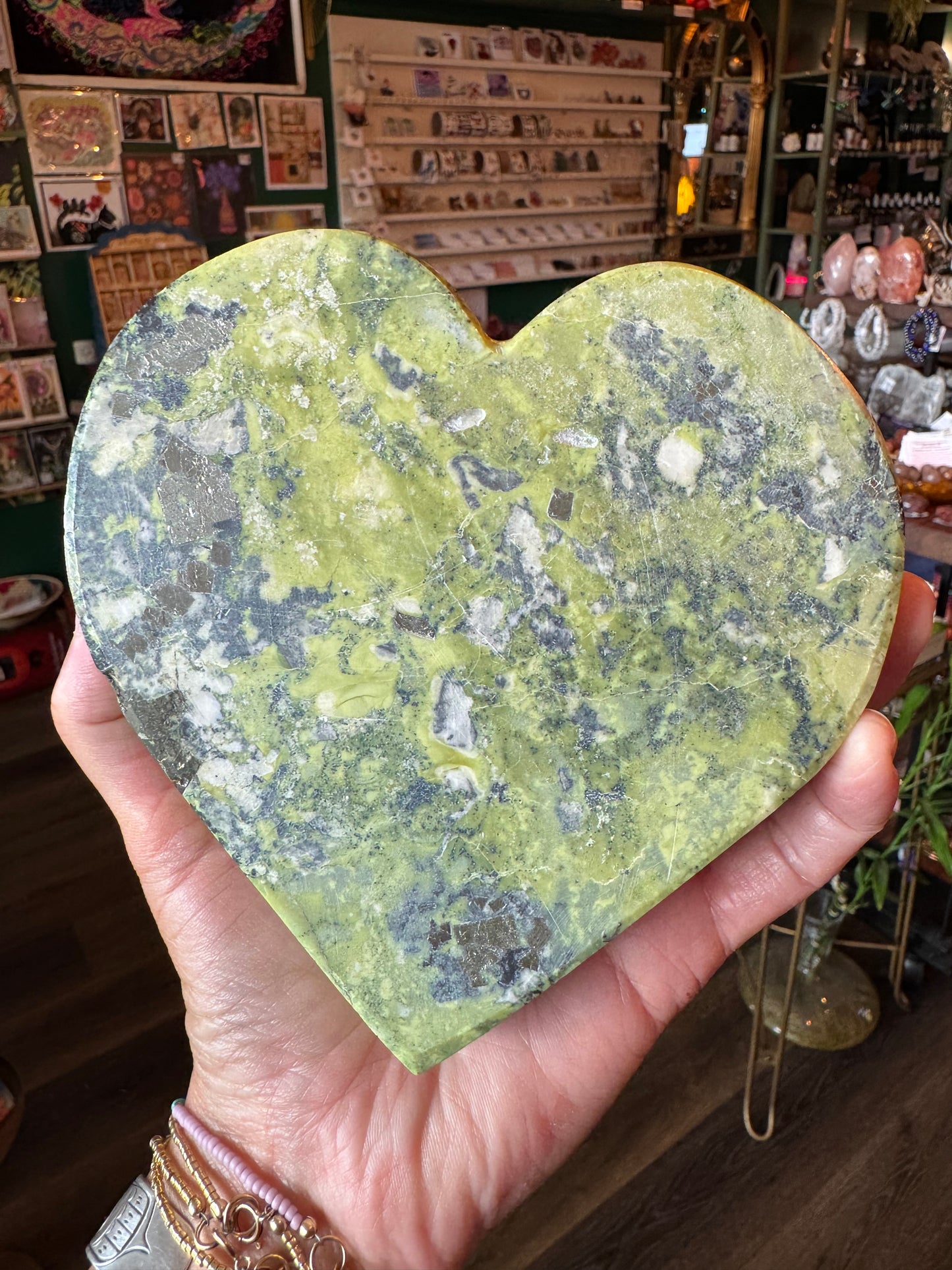 Serpentine with Pyrite Heart 2.69 lb- Mexico- Beauty! - Moon Room Shop and Wellness