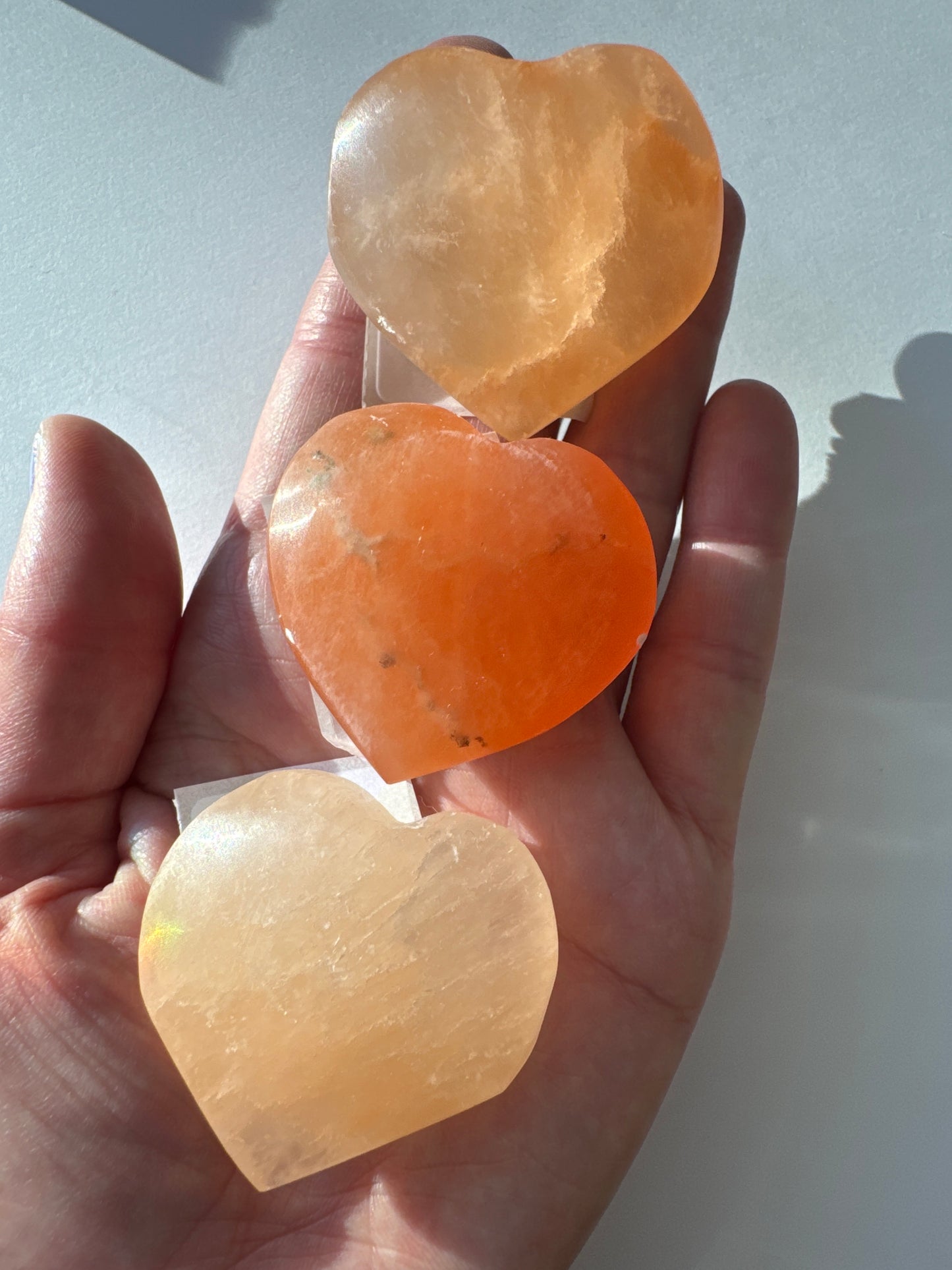 Peach Selenite aka Satin Spar Heart 1.75 " - Moon Room Shop and Wellness
