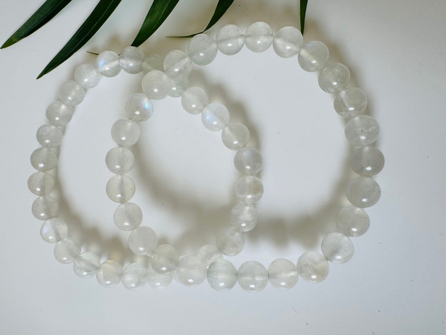 Moonstone Blue Flash Stretch Bracelet 8 mm - Moon Room Shop and Wellness