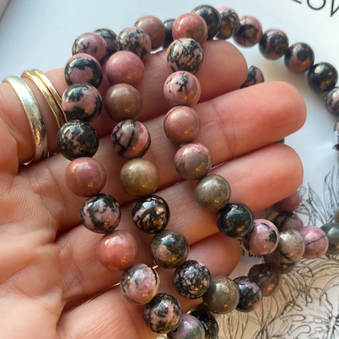 Rhodonite 8mm Stretch Bracelet - Moon Room Shop and Wellness
