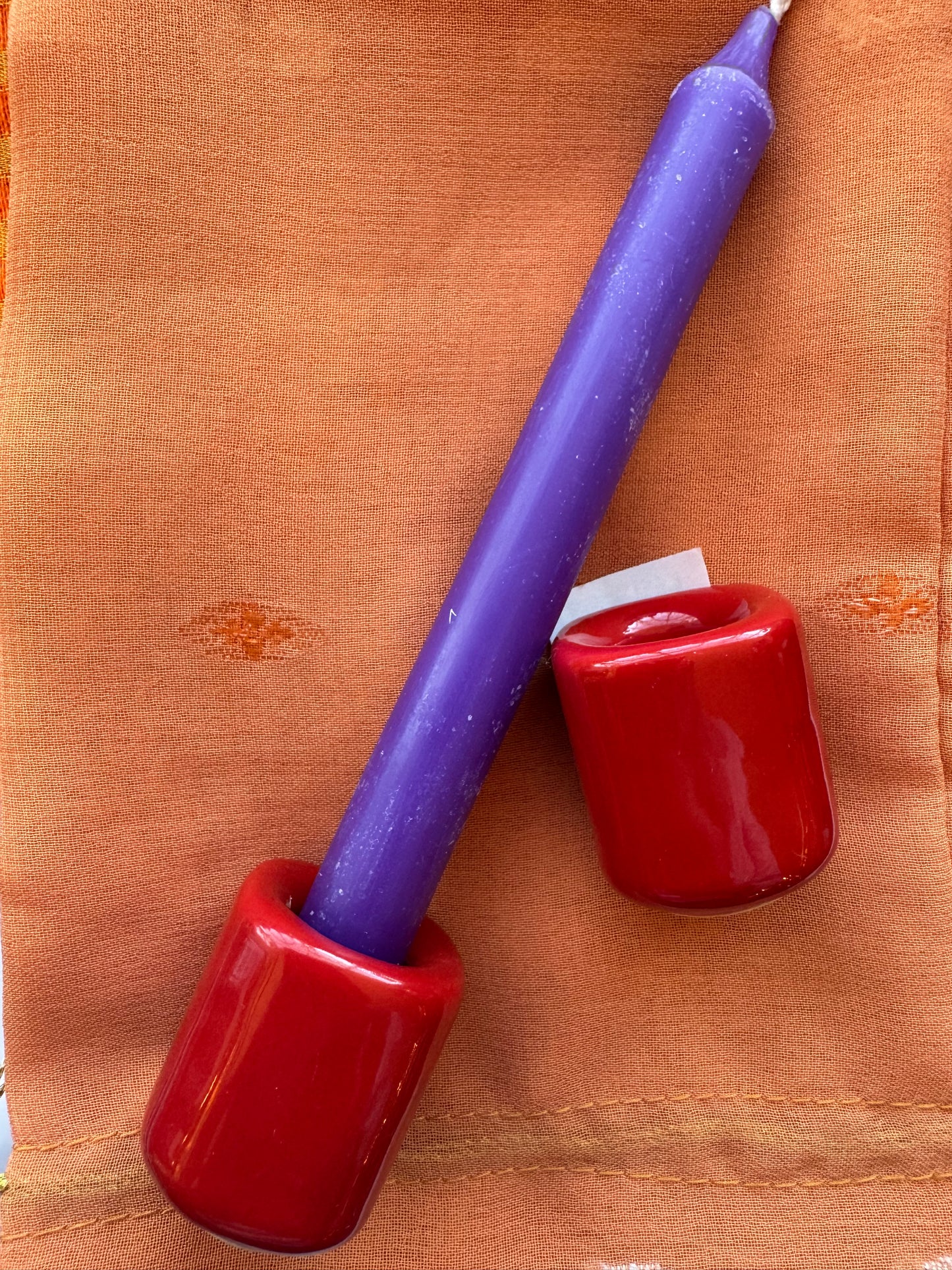 Ceramic Chime Candle Holder- Red - Moon Room Shop and Wellness