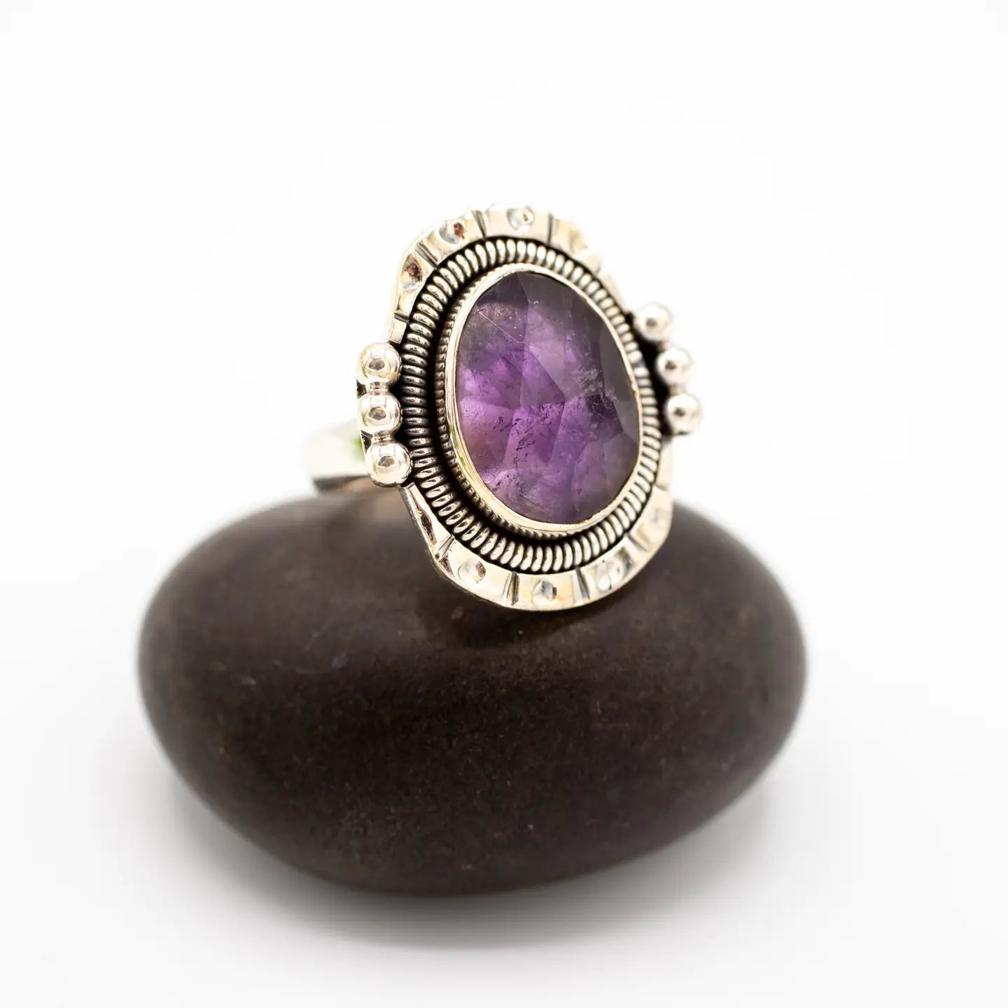 Amethyst Goddess Ring in Sterling Silver Sizes 7,8,9