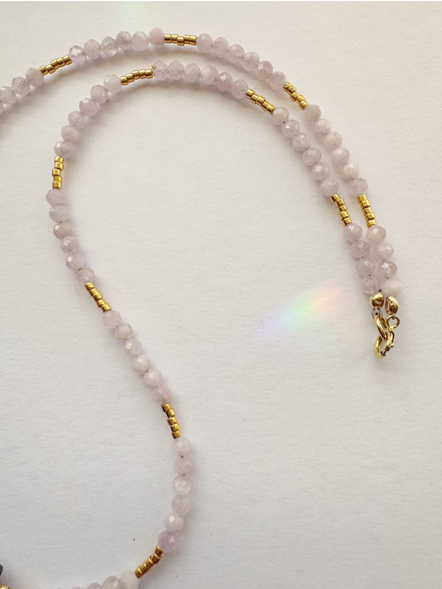Labradorite Point + Morganite Beaded Gold Fill Necklace - Moon Room Shop and Wellness