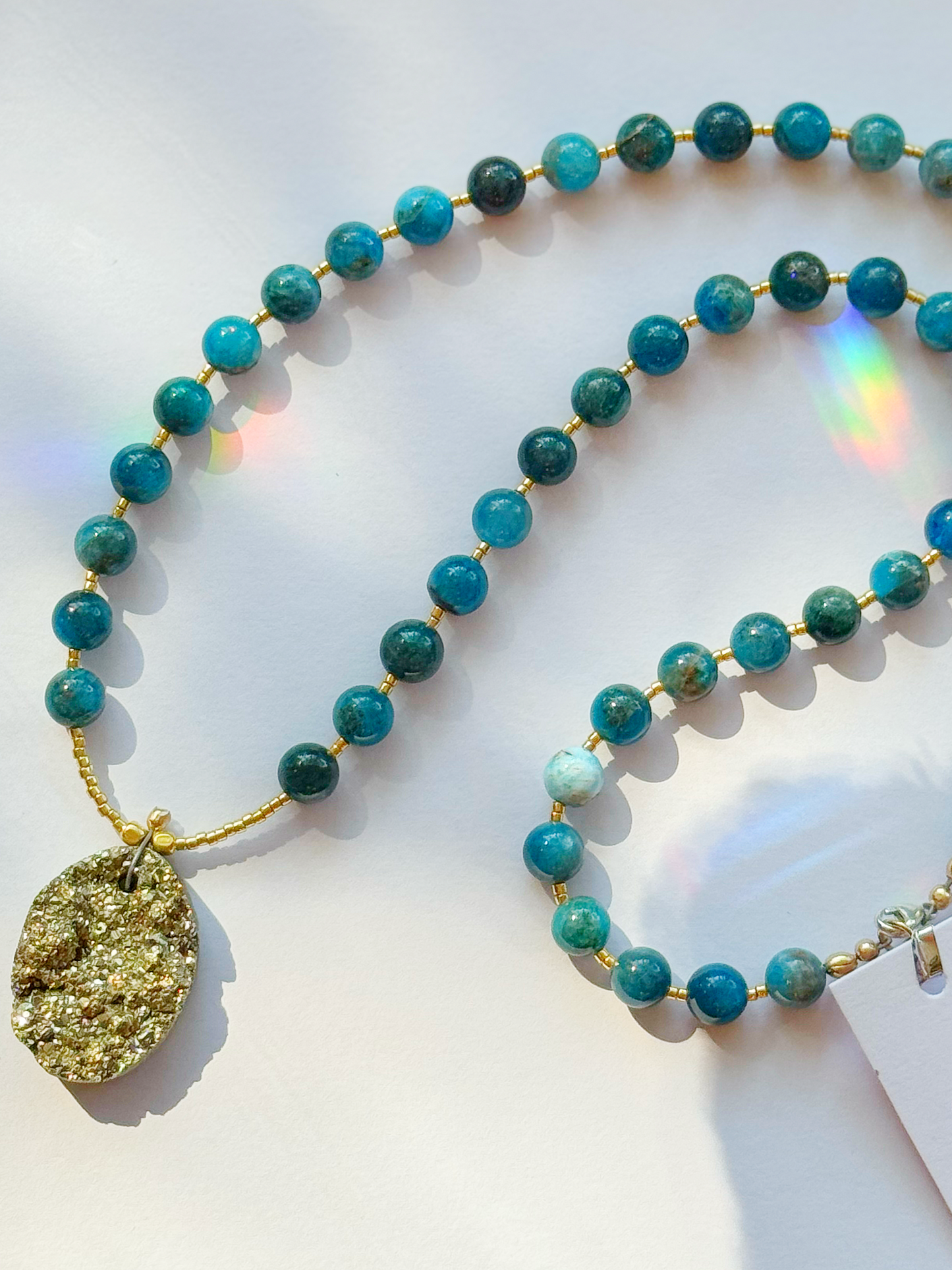 Soul Pretty Pyrite + Apatite Handmade Gold Fill Necklace