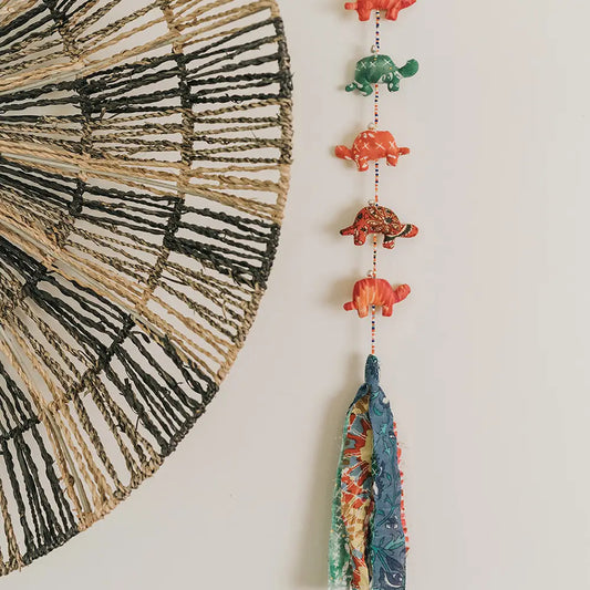 Dulari Turtle Garland Hanging - Upcycled Sari Fabric Decor - Moon Room Shop and Wellness