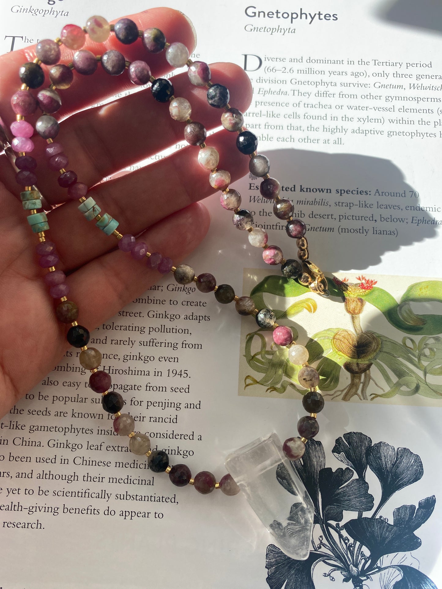 Handmade Tourmaline + Ruby+ Turquoise+ Quartz Gemstone Necklace - Moon Room Shop and Wellness