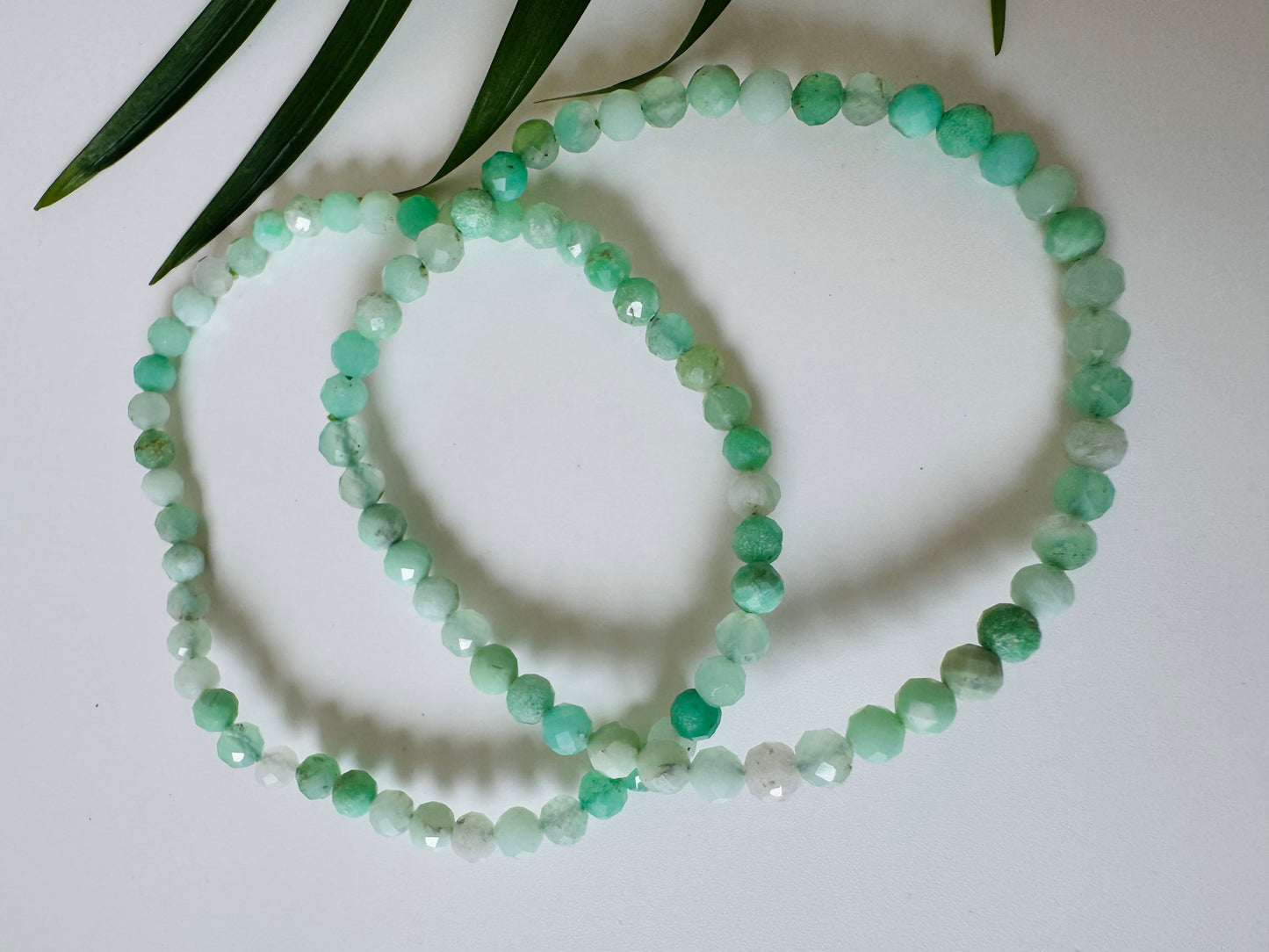 Faceted Natural Chrysoprase Stretch Bracelet 4mm - Moon Room Shop and Wellness