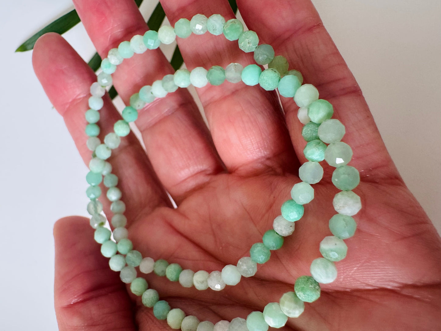 Faceted Natural Chrysoprase Stretch Bracelet 4mm - Moon Room Shop and Wellness