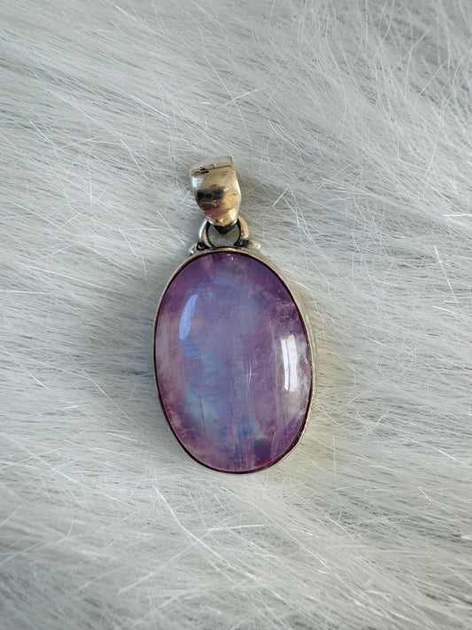 Pink Rainbow Moonstone 925 Sterling Silver Pendant - Moon Room Shop and Wellness