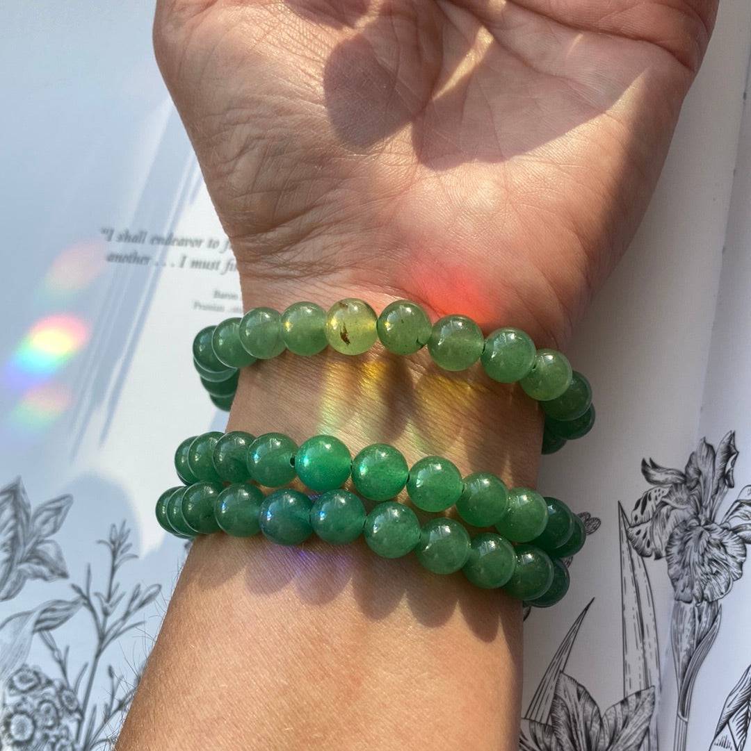 Green Aventurine Stretch Bracelet 8 mm - Moon Room Shop and Wellness