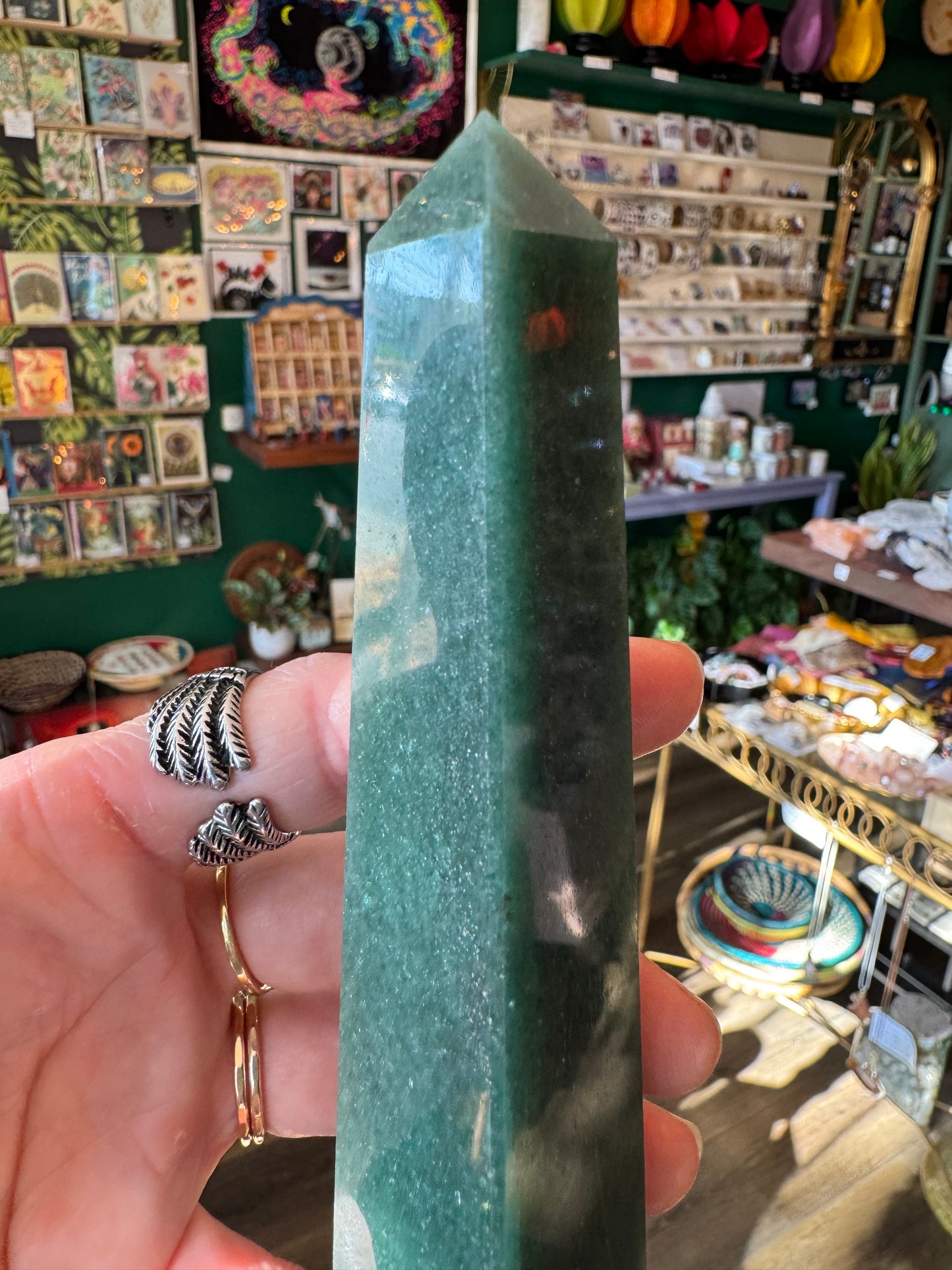 Green Aventurine Tower Obelisk 147 g Brazil - Moon Room Shop and Wellness