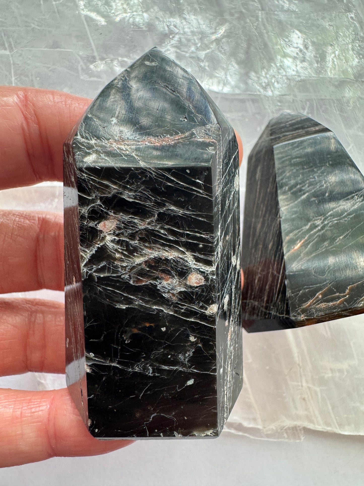 Black Tourmaline w Iron Mini Tower 70-80 g - Moon Room Shop and Wellness