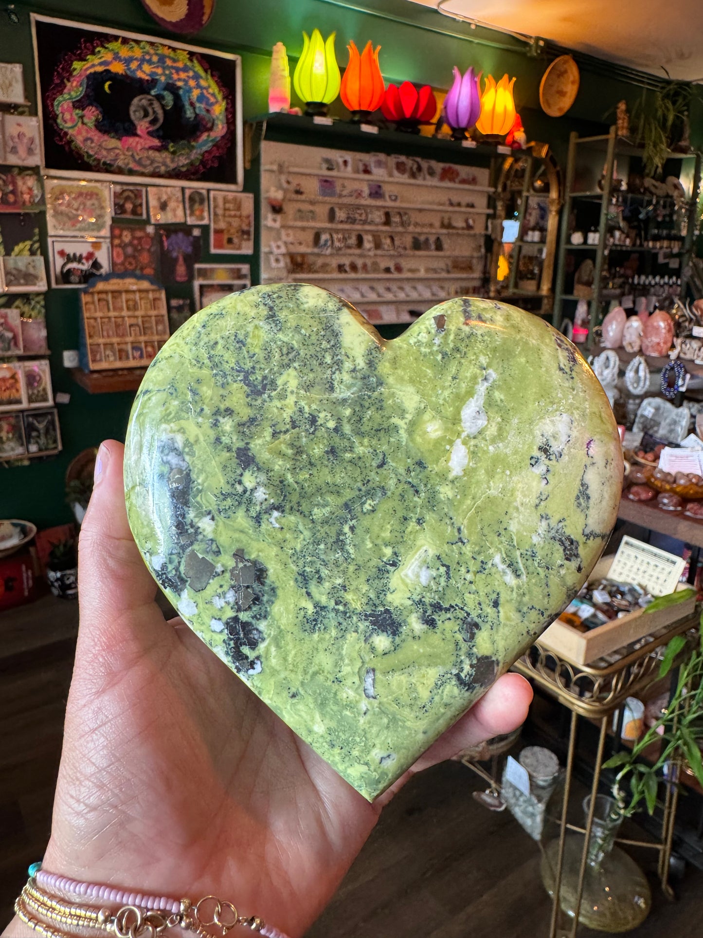 Serpentine with Pyrite Heart 2.69 lb- Mexico- Beauty! - Moon Room Shop and Wellness